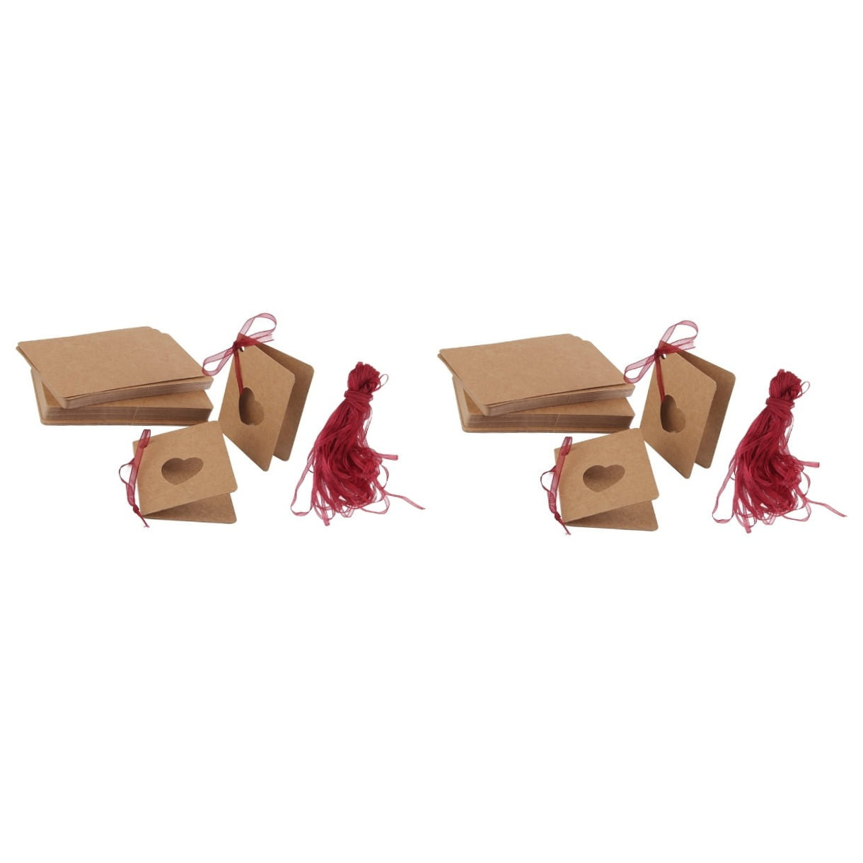 300 pcs Tag Kraft Paper Hanging Tag with Red Rope Hollow-out Heart Shape Lable for Wedding Birthday Decoration