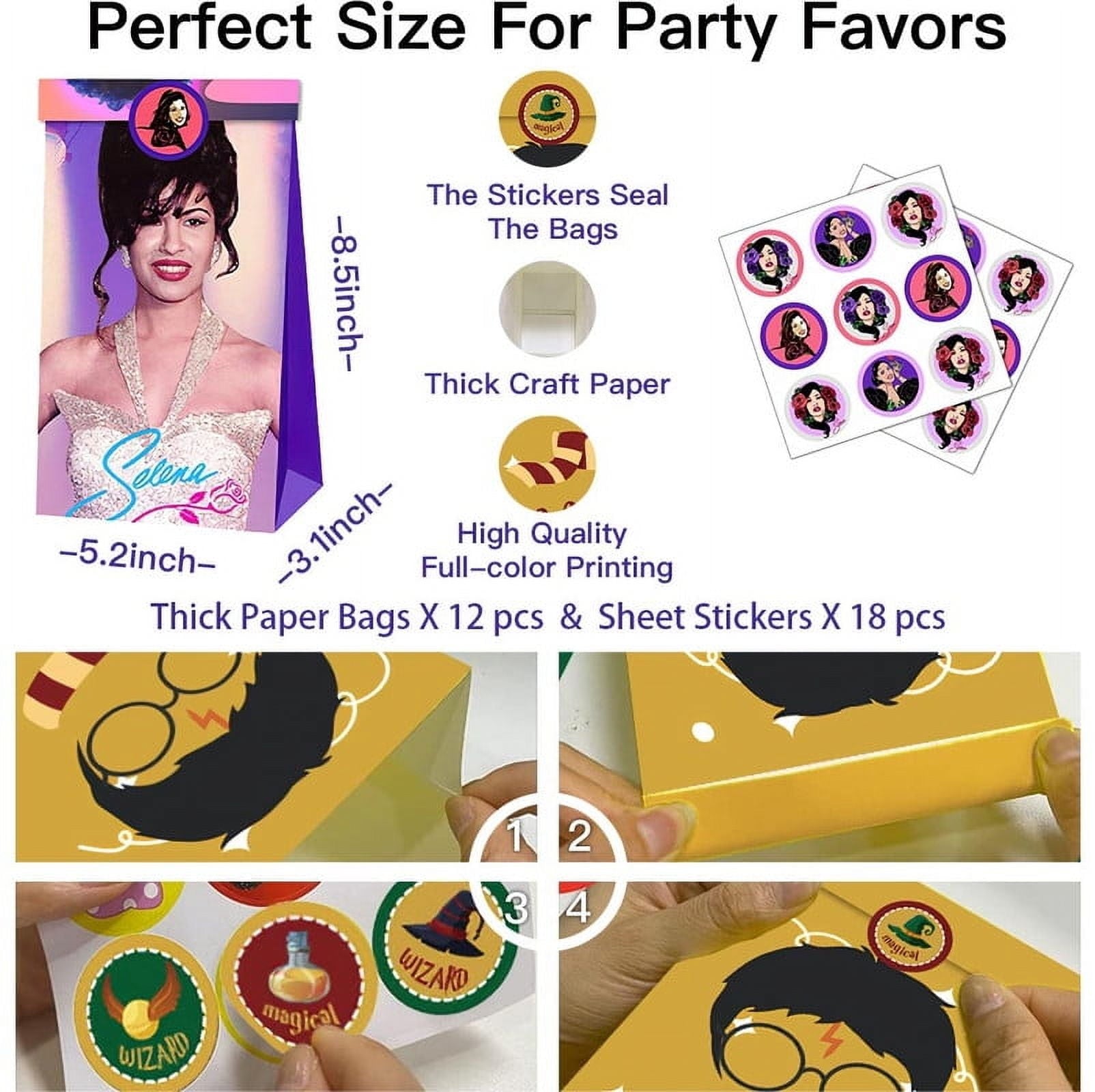 Selena Party Favor Bags Goodie Treat Decorations Candy Supplies Birthday Cake Topper Backdrop Banner