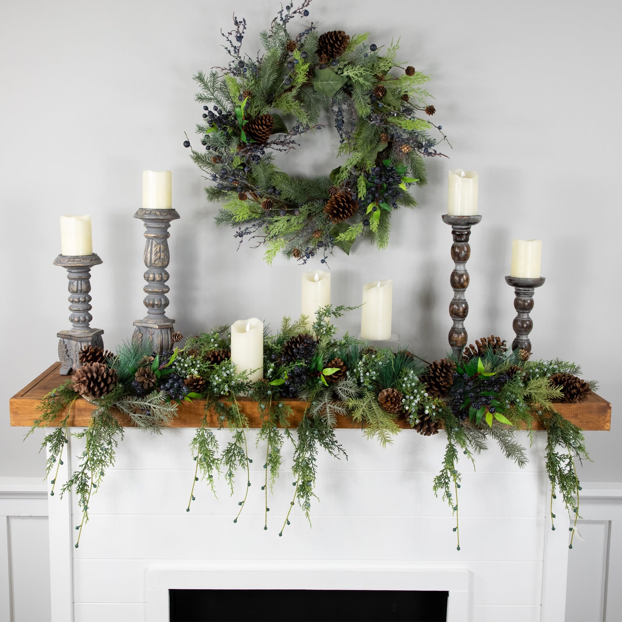 Northlight 5' x 6" Pine Cone and Cedar Artificial Christmas Garland, Unlit