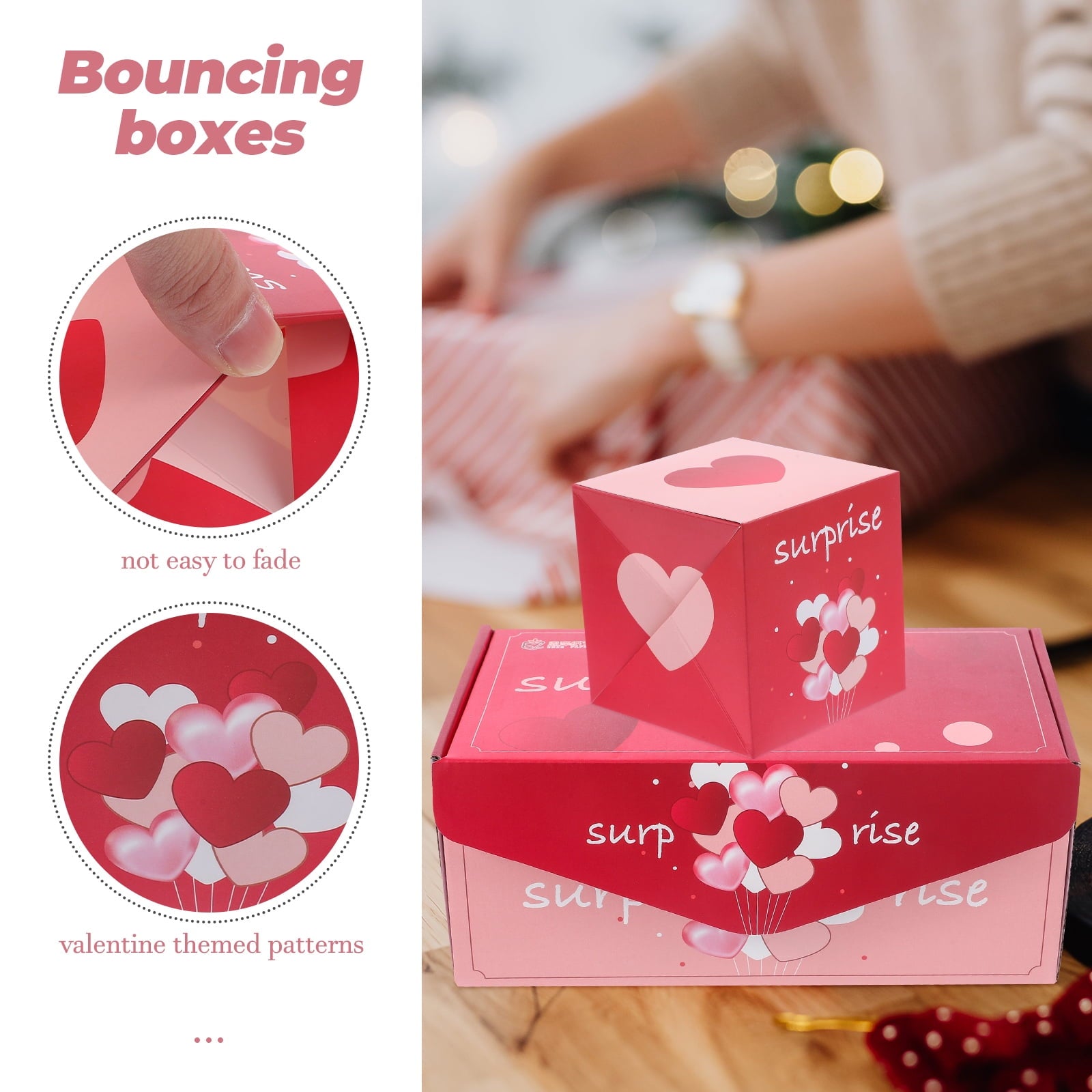 3 Sets  Bouncing Paper Box Valentine Day Gift Box Birthday Gift Wrapping Explosion Gift Box