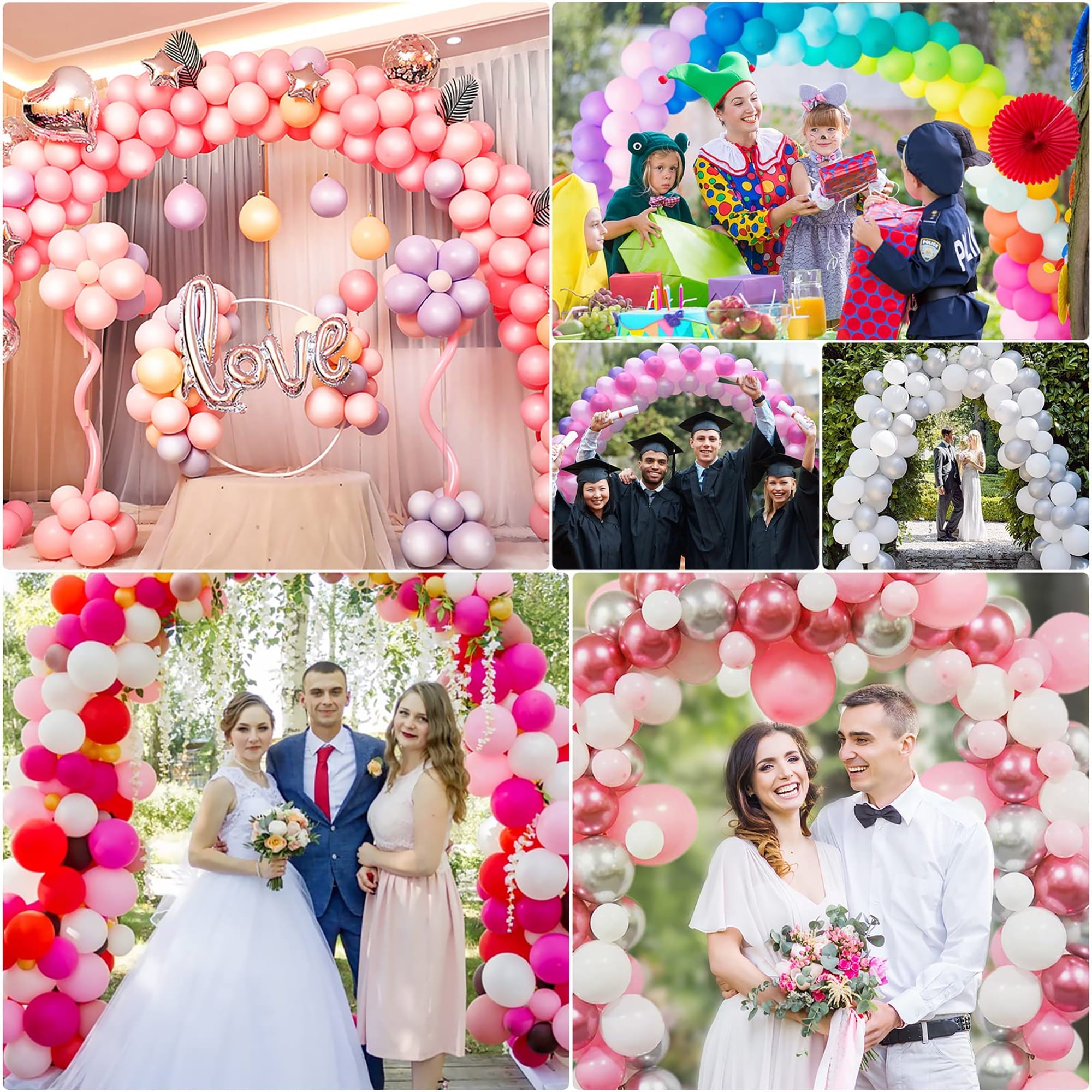 Husfou Balloon Arch Kit and Balloon Pump, 9' Tall x 10' Wide Adjustable Balloon Arch Stand Holder with Bases for Outdoor, Electric Air Pump for Bridal Graduation Baby Shower Decorations Party Supplies