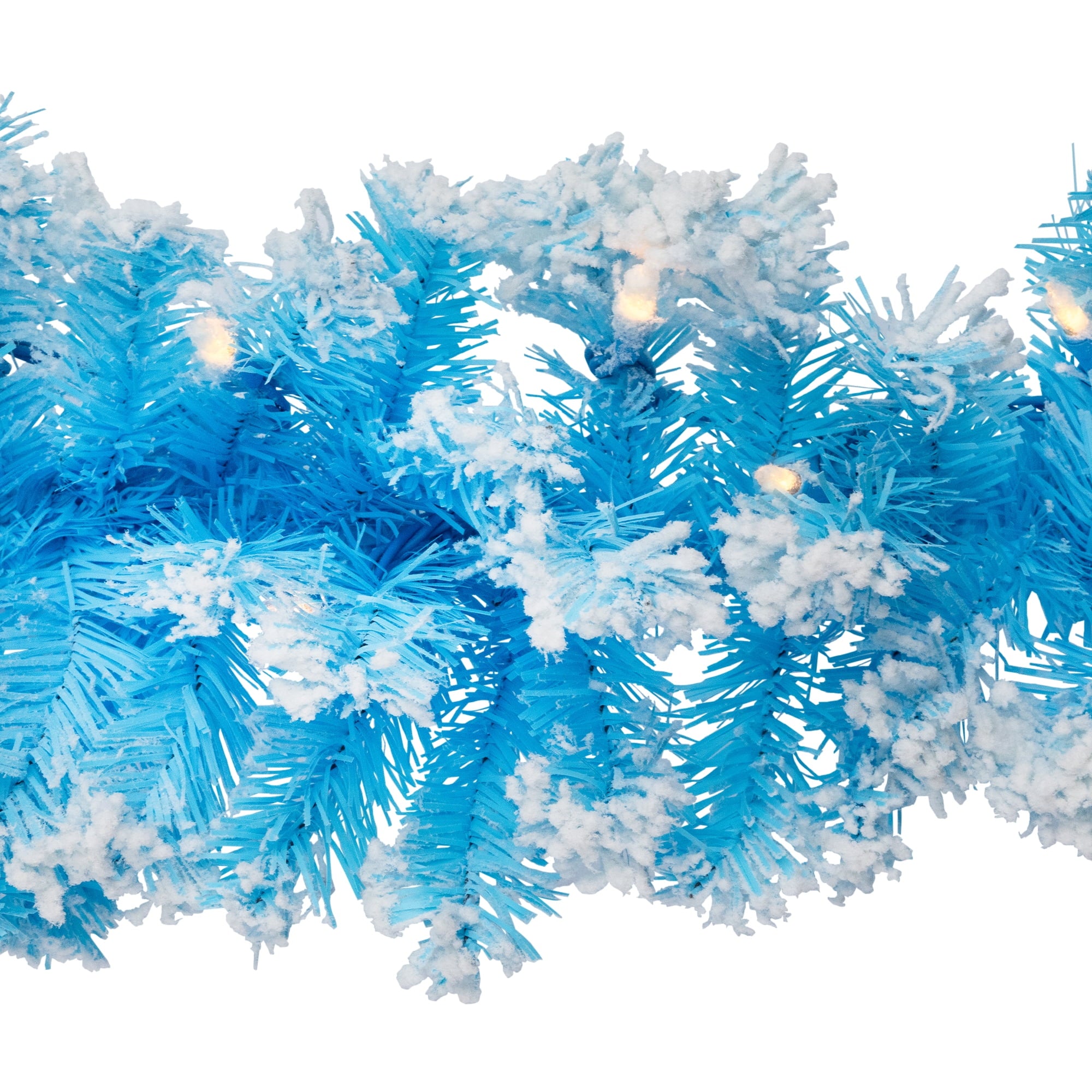 Northlight Pre-Lit Artificial Flocked Pine Christmas Garland - 9' - Sky Blue - Clear Lights