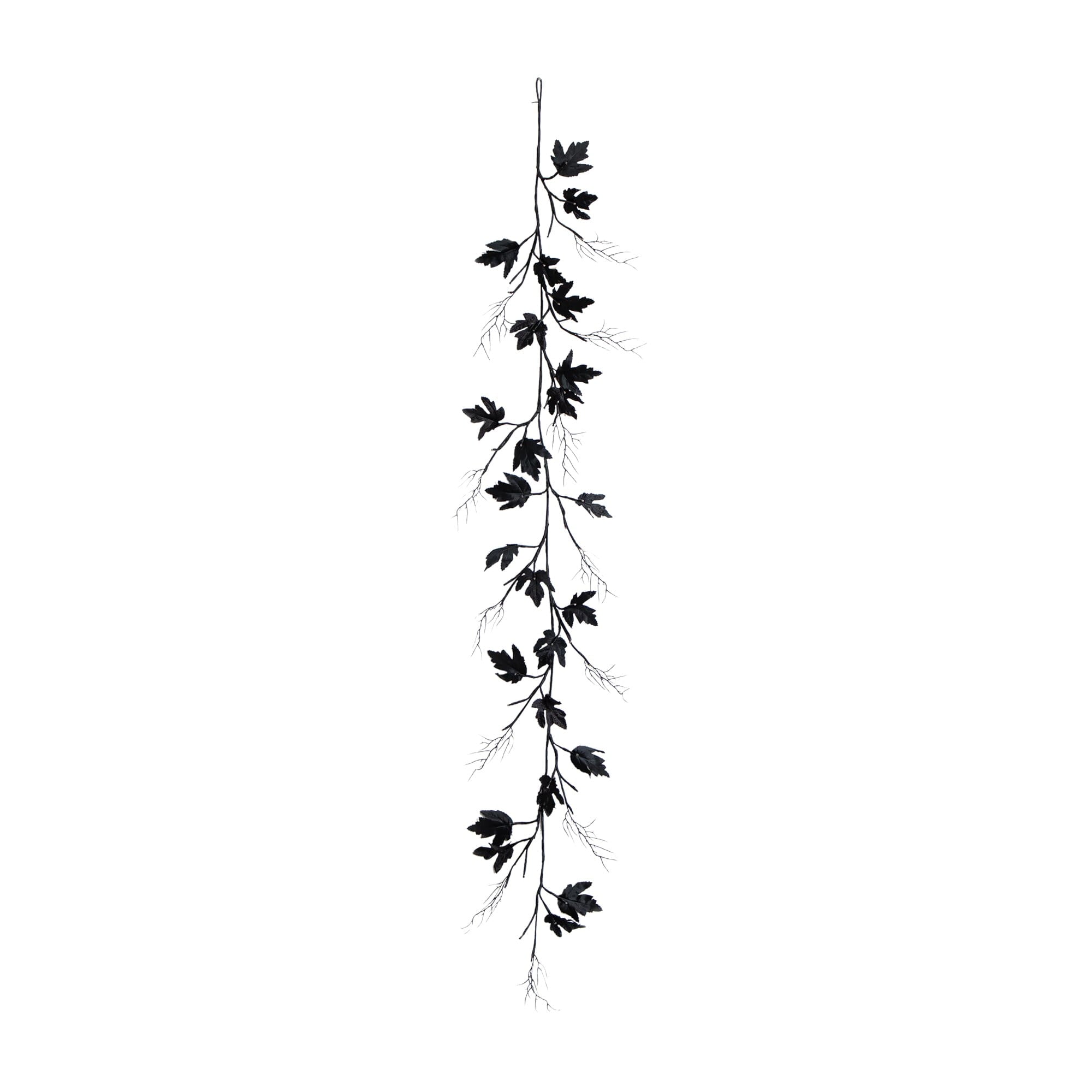 Nearly Natural 6.5ft. Pre-Lit Artificial Halloween Black Maple Garland with 48 Orange & Purple LED Lights
