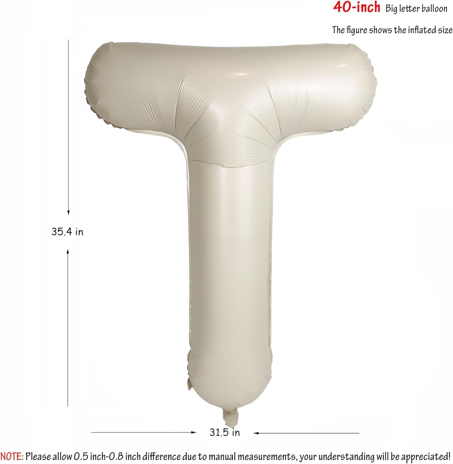 hlquji 40 In Cream White Letter H Balloons Big Alphabet Foil Word Balloon Beige Large Inflating Balloon Letters Sand Mylar Helium Custom Letter Balloon For Boys Girls Birthday Party Baby