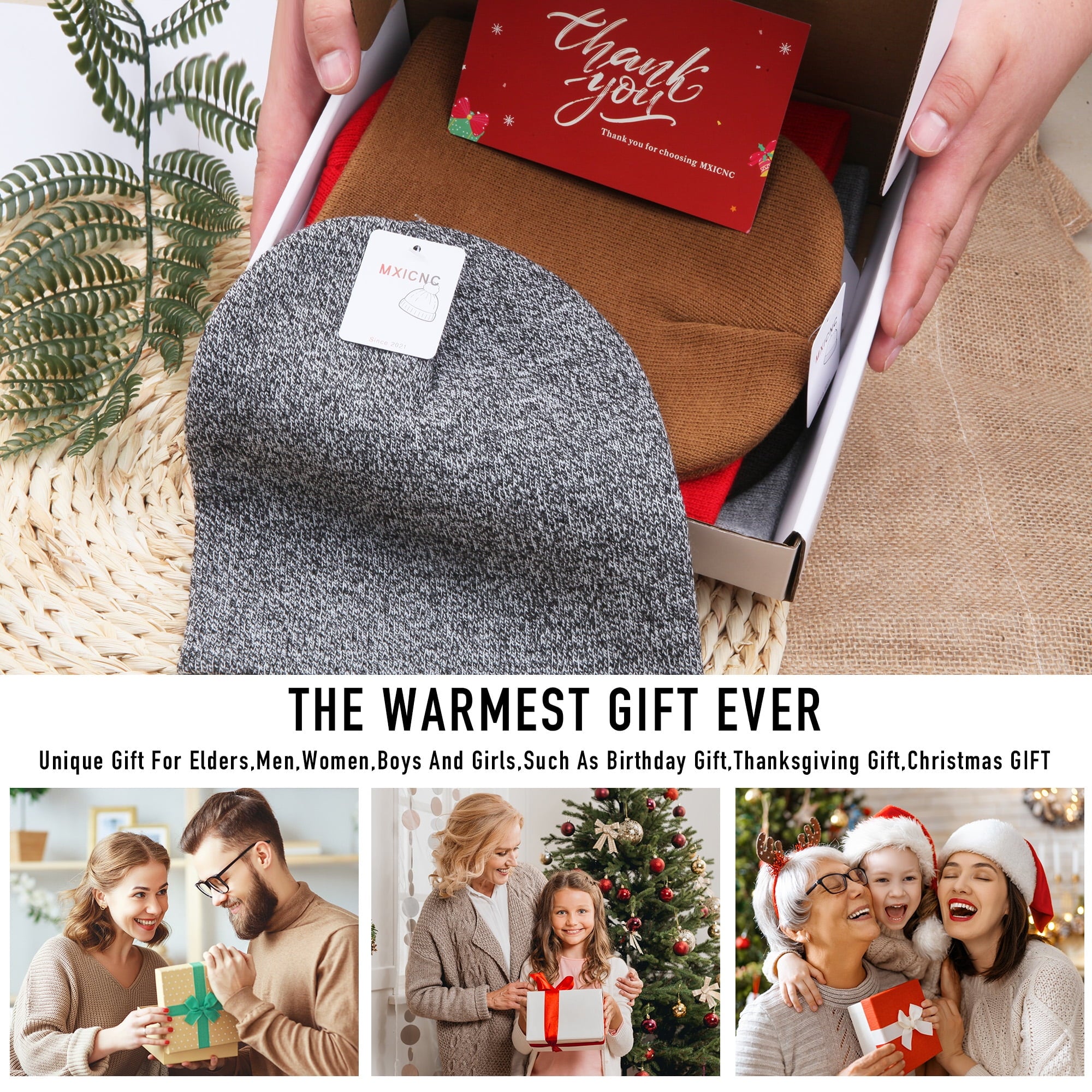 4 Pack Straight Knit Beanie Hat for Men & Women - Winter Warm Skull Cap, Stretchy Unisex Cold Weather Beanie, 4 Black