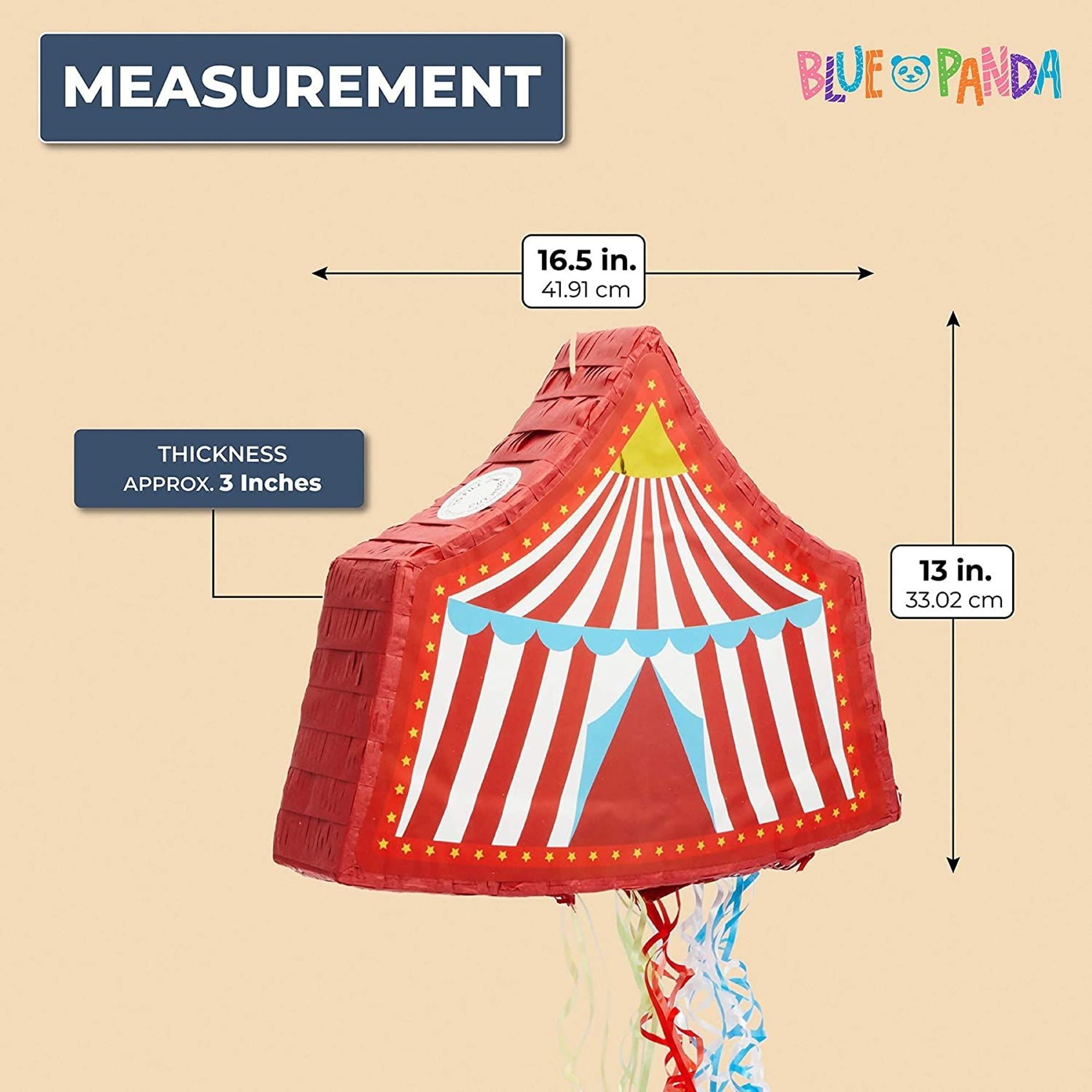 Pull String Circus Pinata - Carnival Theme Party Decorations for Birthday (Small, 16.5x3x13 In), For Ages 3+