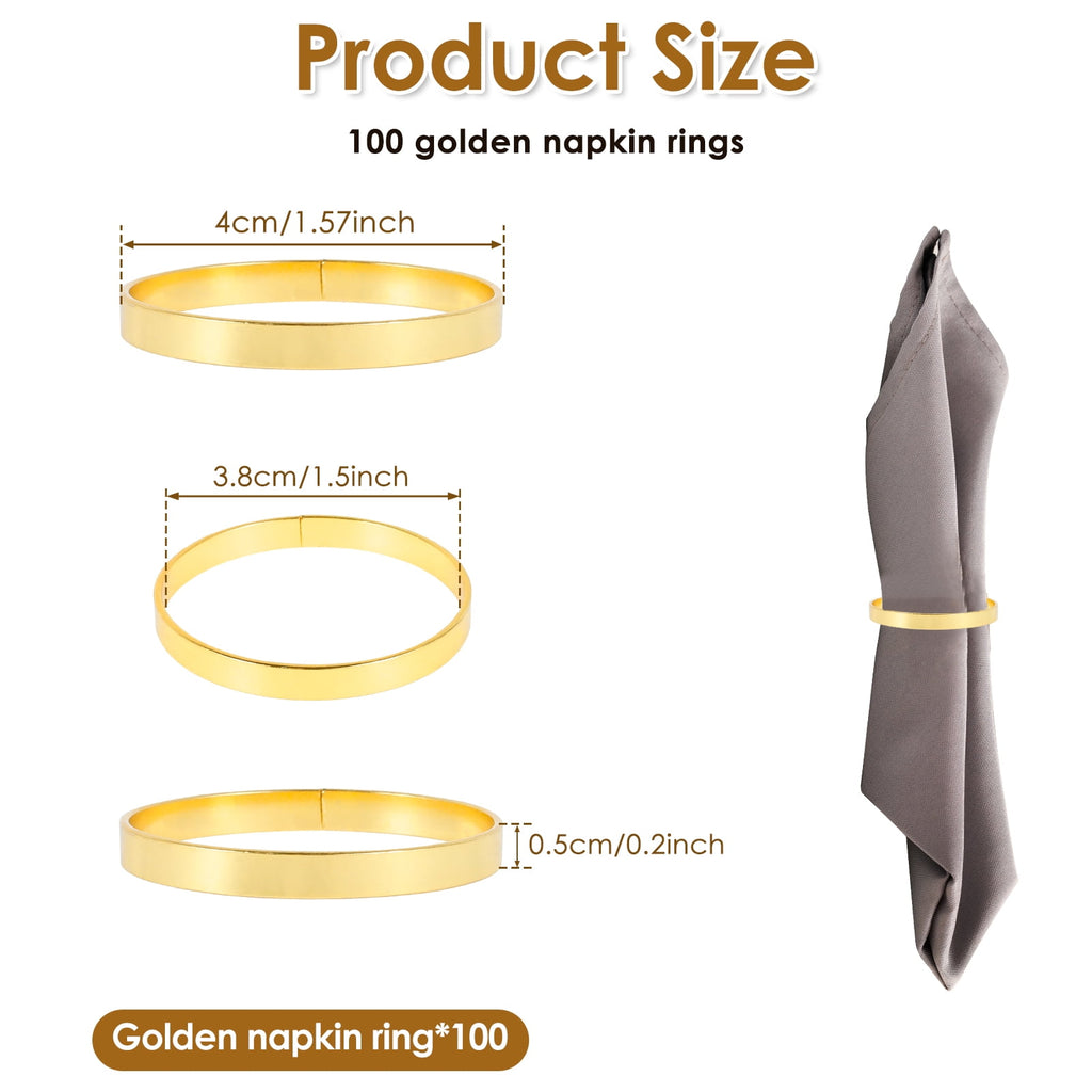 Gold Napkin Rings-100 Pcs Stainless Steel Napkin Rings,Metal Napkin Ring for Table Settings Wedding Christmas Party Dinner Table