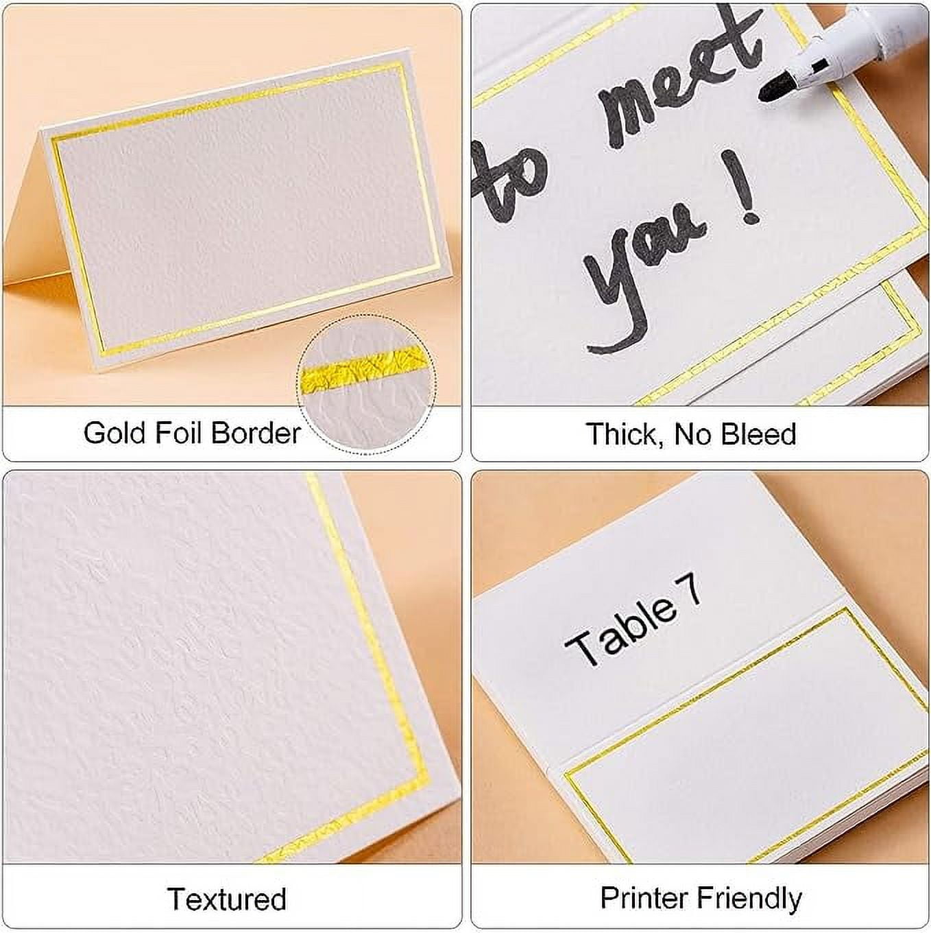 100 Pcs Premium Mini Table Number Holders and Place Cards with Gold Foil Border, Lobida Place Card Holder ,Table Sign Stand , Photo Picture Holders for Centerpieces , Wedding , Party, Birthday(gold)