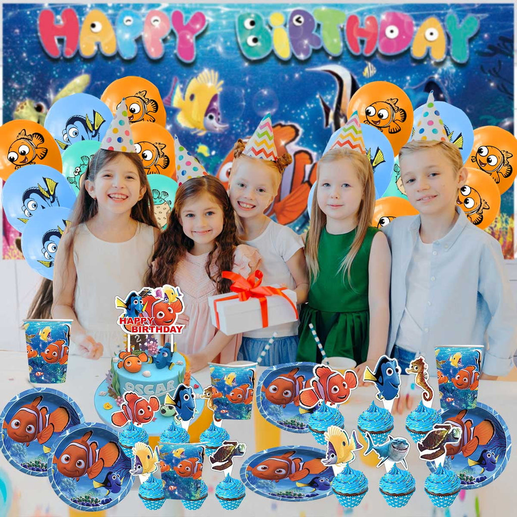 Fingding Nemo Birthday Party Supplies Balloons Plates Decoration Cake Topper Decor Tableware Banner Backdrop
