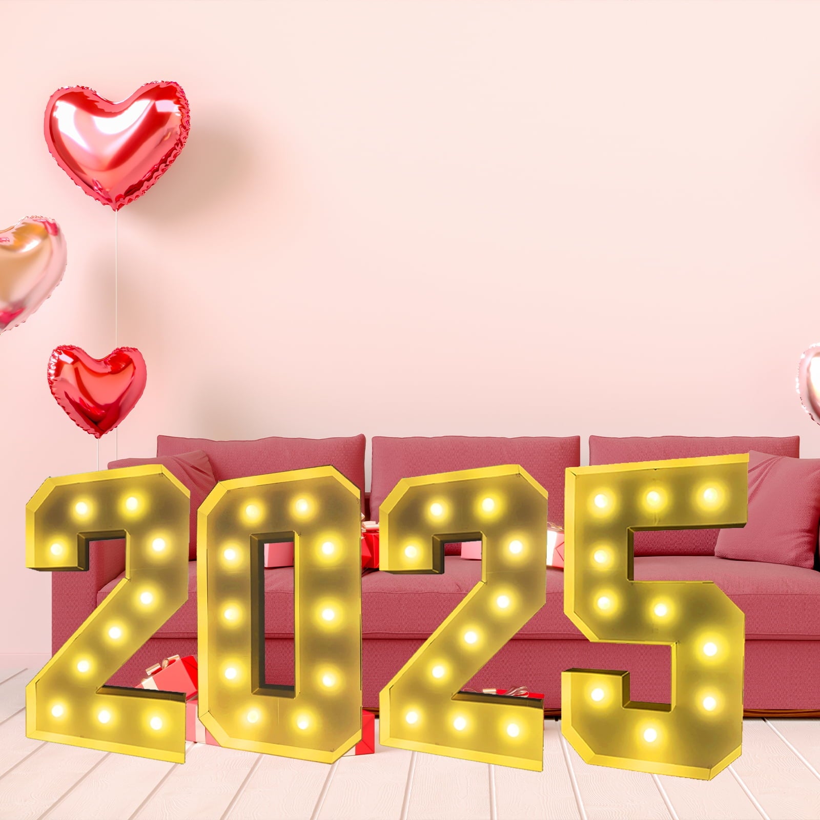 3FT Light Up Marquee Numbers, Warm LED Large Lighted Marquee 2 for 12st 20th 21st Birthday Decoration, Giant Mosaic Light up Number Balloons Anniversary Party Wedding Decoration
