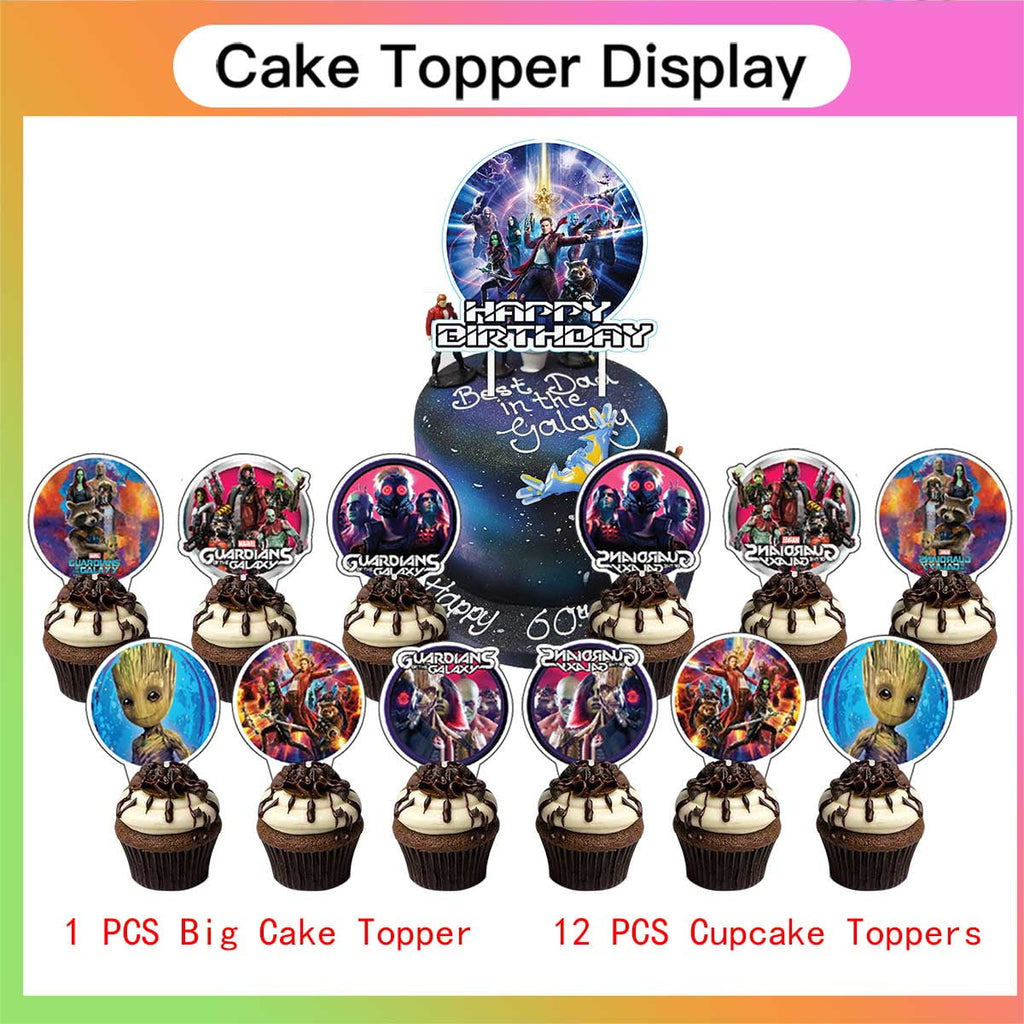 Guardians of the Galaxy Party Decorations Paper Plates Tableware Banner Backdrop Balloons Birthday Decor Cake Topper Fans