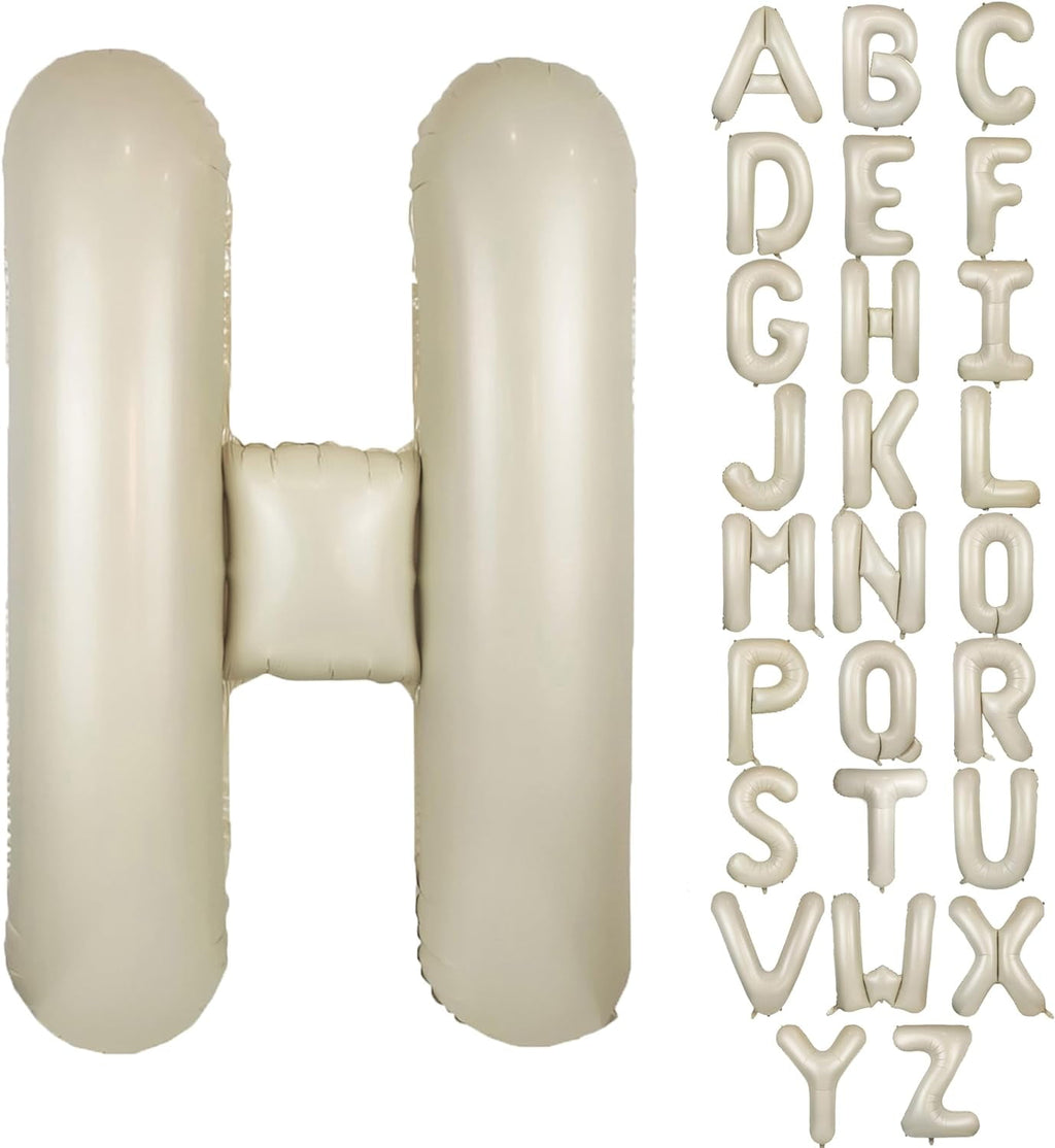 hlquji 40 In Cream White Letter H Balloons Big Alphabet Foil Word Balloon Beige Large Inflating Balloon Letters Sand Mylar Helium Custom Letter Balloon For Boys Girls Birthday Party Baby