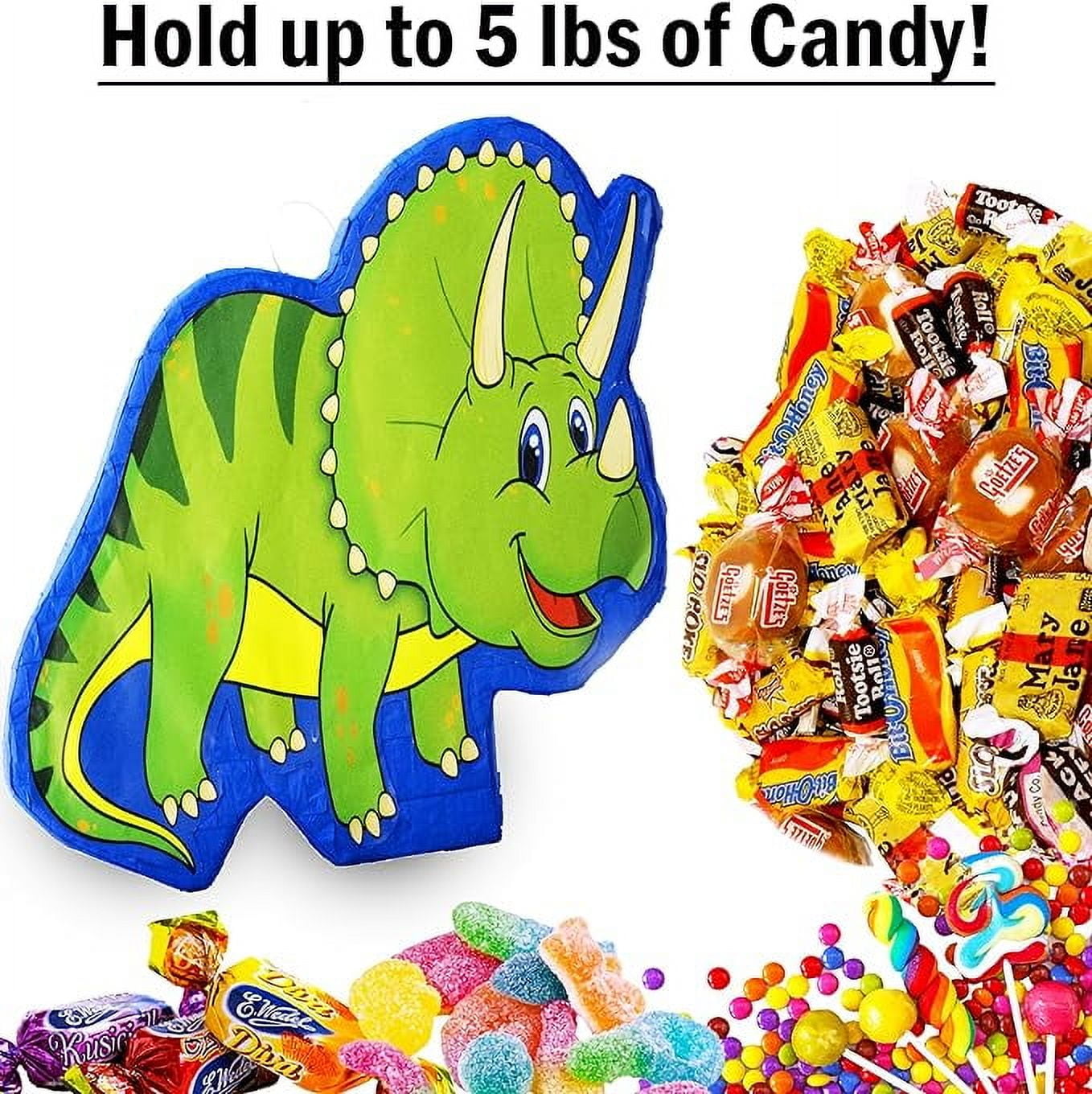 Dinosaur Triceratops Pinata Bulk Candy Fill Spill Pinatas - Dino Party Game for Kids Baby Boy Girl Birthday Parties Supplies - Animal Theme Cute Decor Party Favor, School, Event - 16 X 14 X 5.5 In