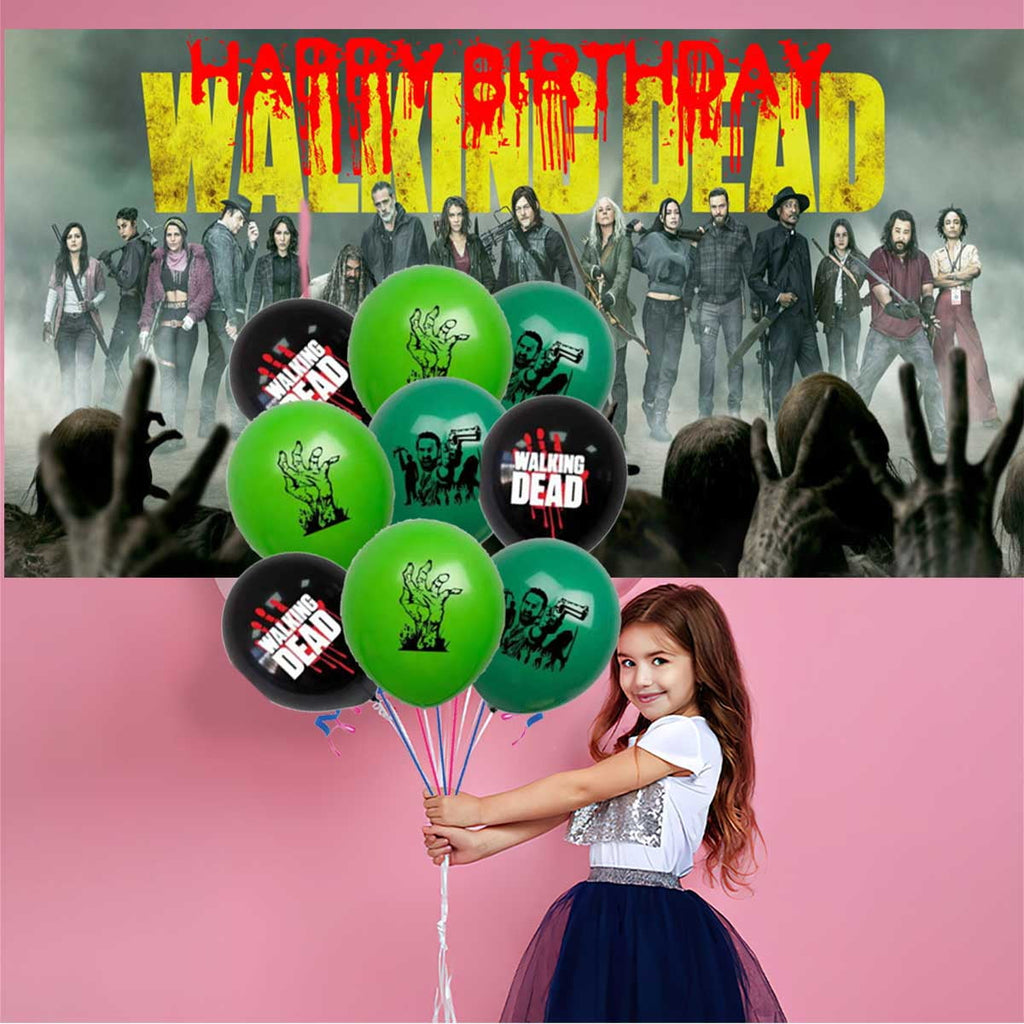 The Walking Dead Balloons Supplies Party Decor Plates Decorations Banner Cake Topper Tableware Banner Backdrop