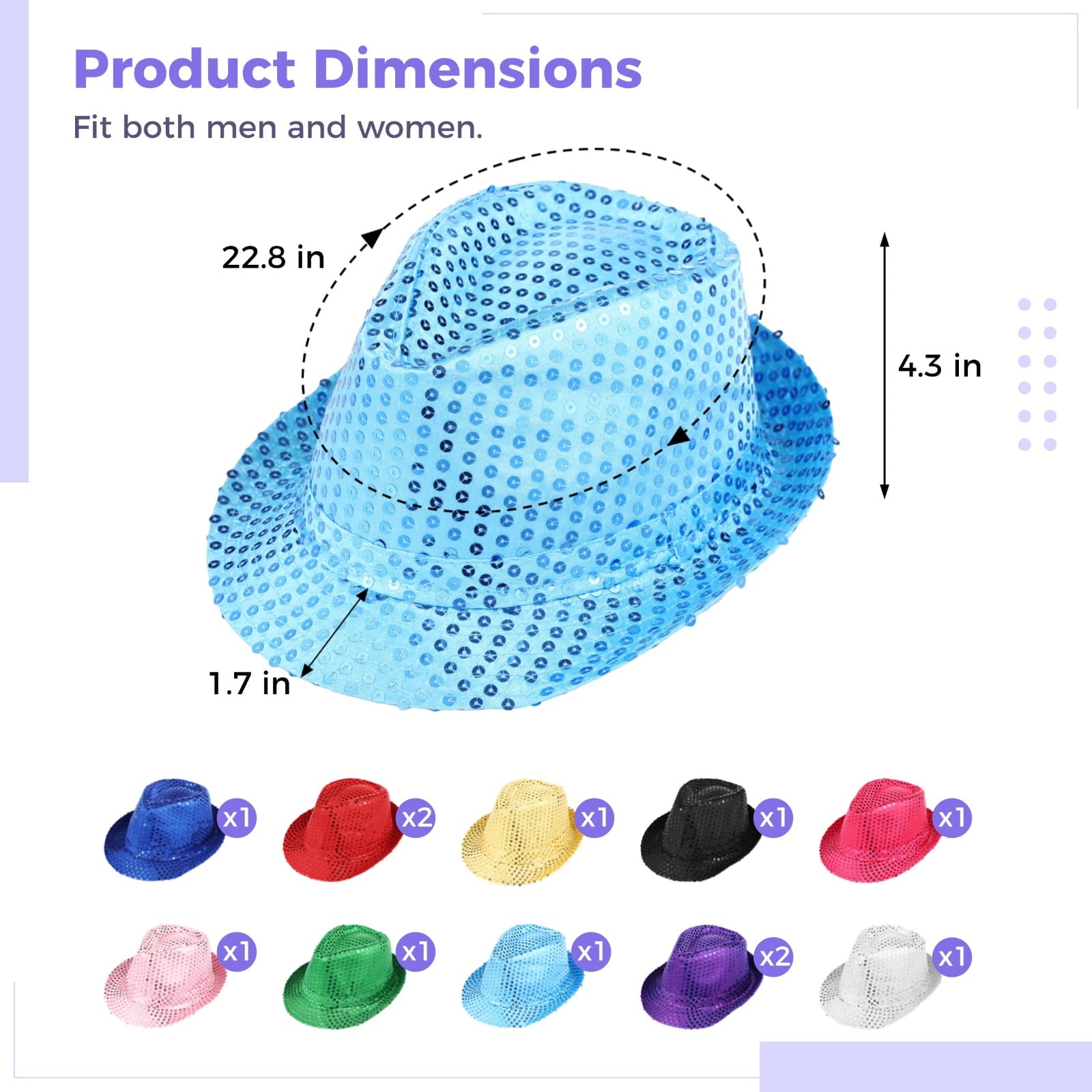 12 Pcs Sequin Hats, Western Glitter Hats, Retro Bling Disco Hats, Unisex Dance Hats for Adults and Little Ones, Shiny Fedora Party Caps for Magic Shows, Parties, Celebrations