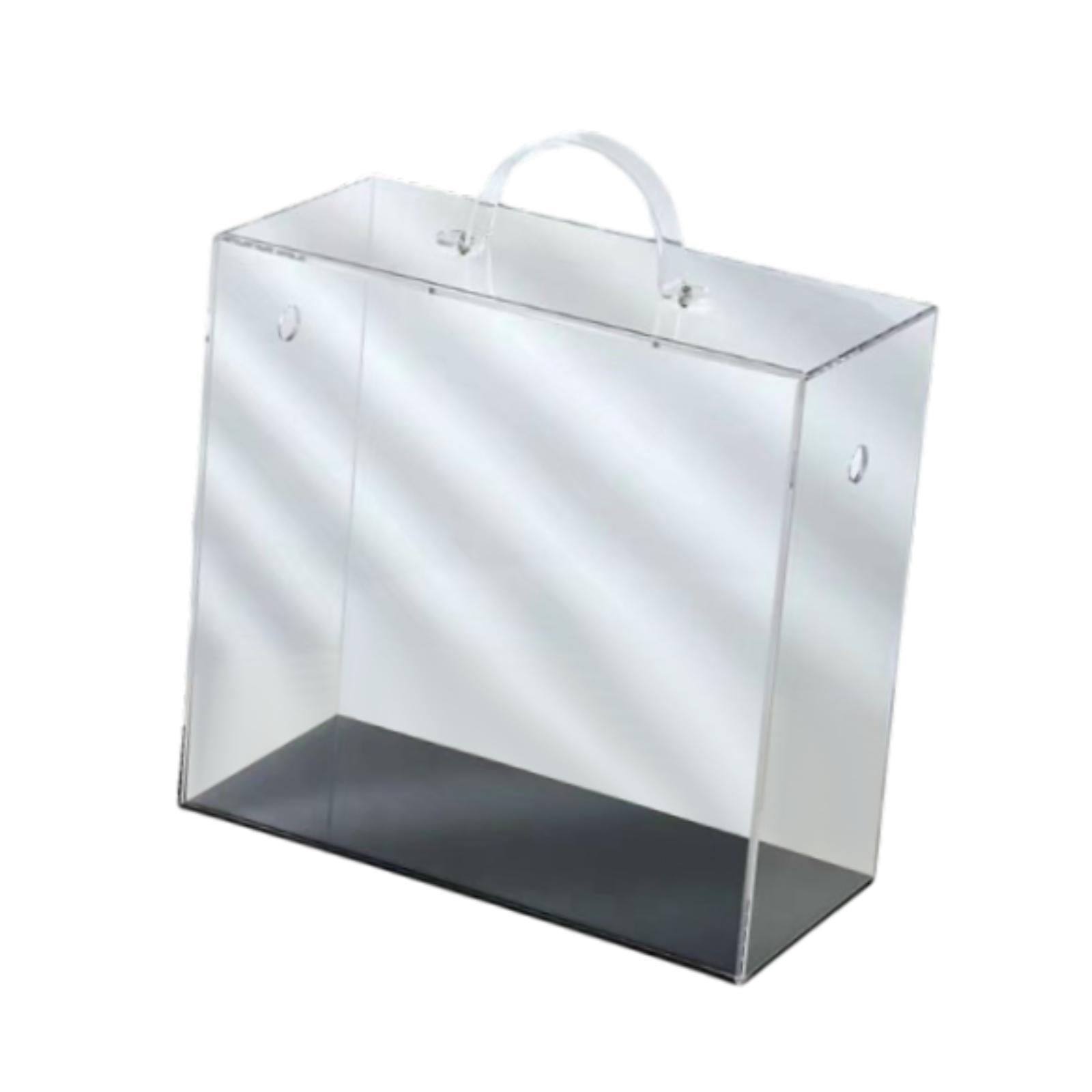 Sharprepublic Clear Acrylic Flower Box with Handle Elegant for Bridal Shower Gift Tote Bag 25.5x12x21cm