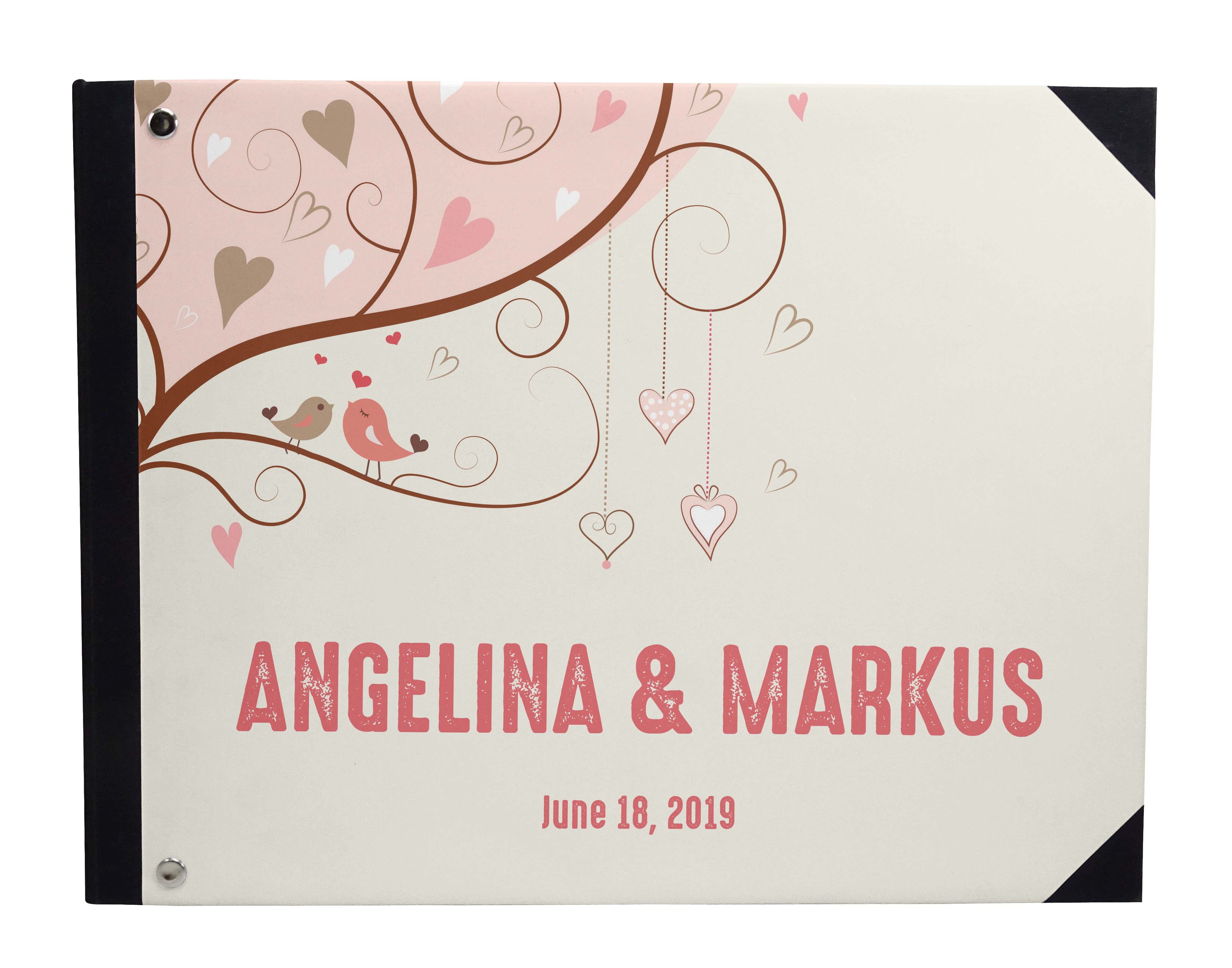 Darling Souvenir White Geometric Wedding Guest Book Hardbound Guest Sign-In Book Guest Registry Guestbook-9 x 12 Inches