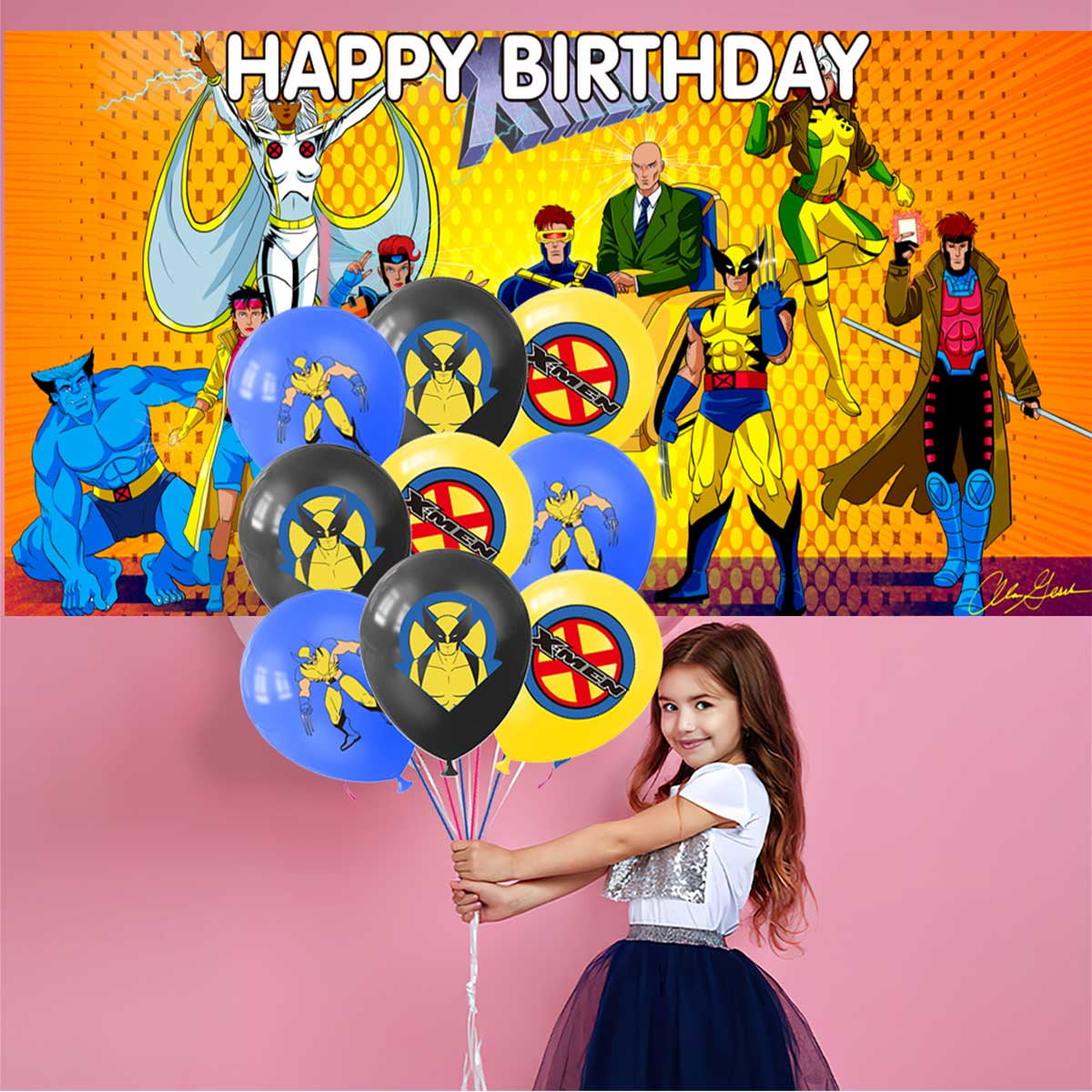 X-Men Wolverine Birthday Party Supplies Balloons Plates Decoration Cake Topper Decor Tableware Banner Backdrop