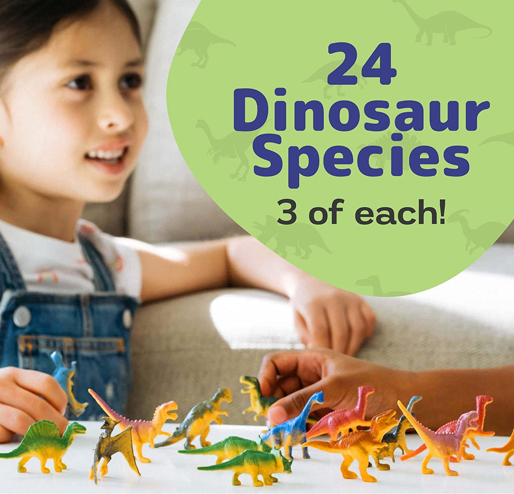 Prextex Mini Dinosaur Figure Toys Box (72 Count) | Best for Dinosaur Party Favors Cake Toppers Easter Eggs Filler | Plastic Dinosaurs, Dinosaur Cupcake Toppers, Small Dinosaur Toys, Cupcake Toppers