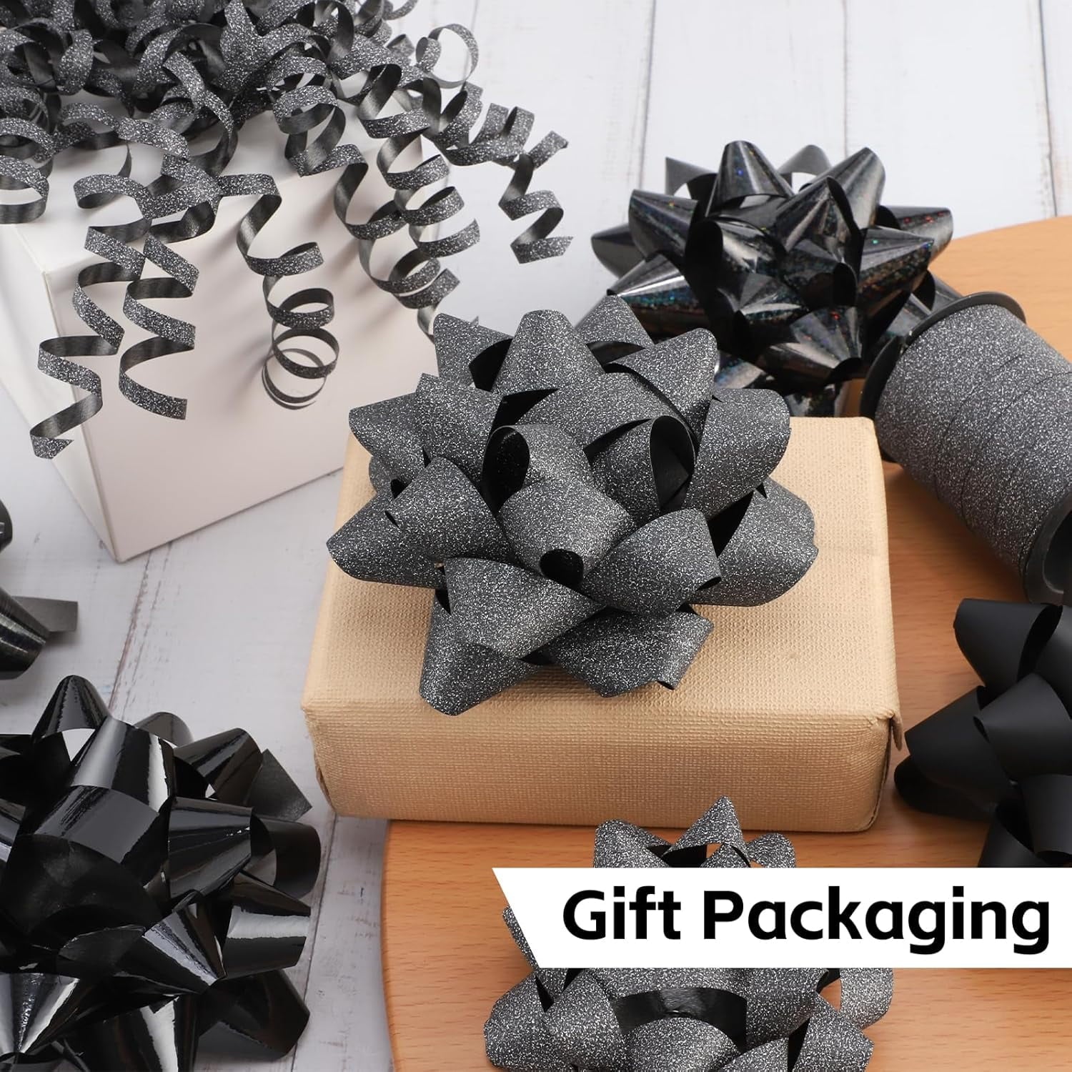 Fuliko 16 Pieces Bows, Bows for and Presents, 2 Crimped Curling Ribbons, 2 Curly Bows, Christmas Bows, for Parties, Birthdays, Weddings. (,