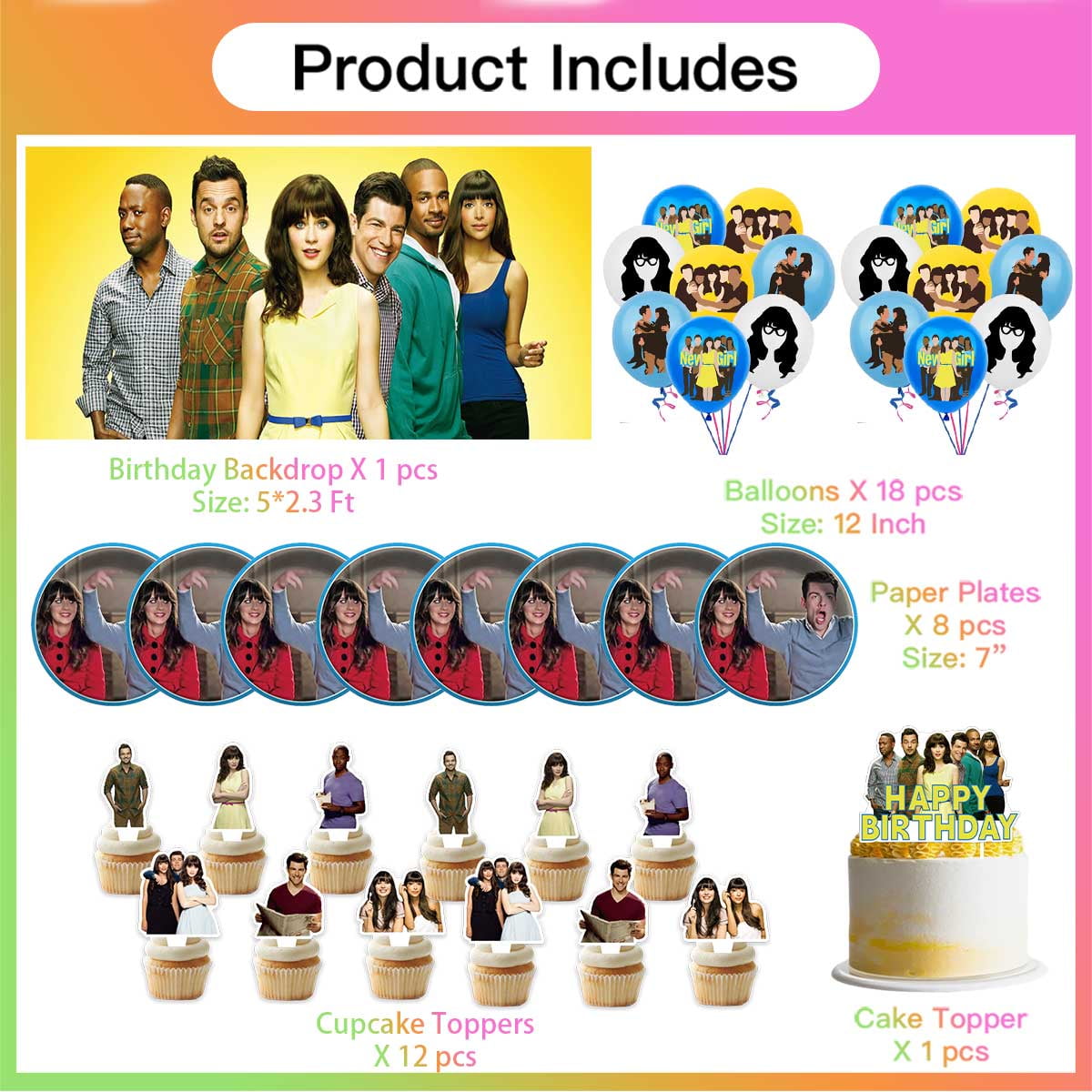 New Girl Twenty Nine Birthday Party Supplies Balloons Plates Decoration Cake Topper Decor Tableware Banner Backdrop