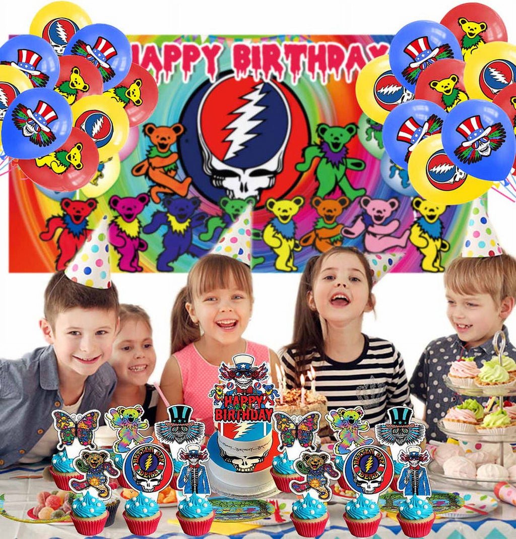 Dancing Bears The Greatful Dead Party Decor Plates Cake Topper Balloons Banner Backdrop Supplies Decorations Tableware