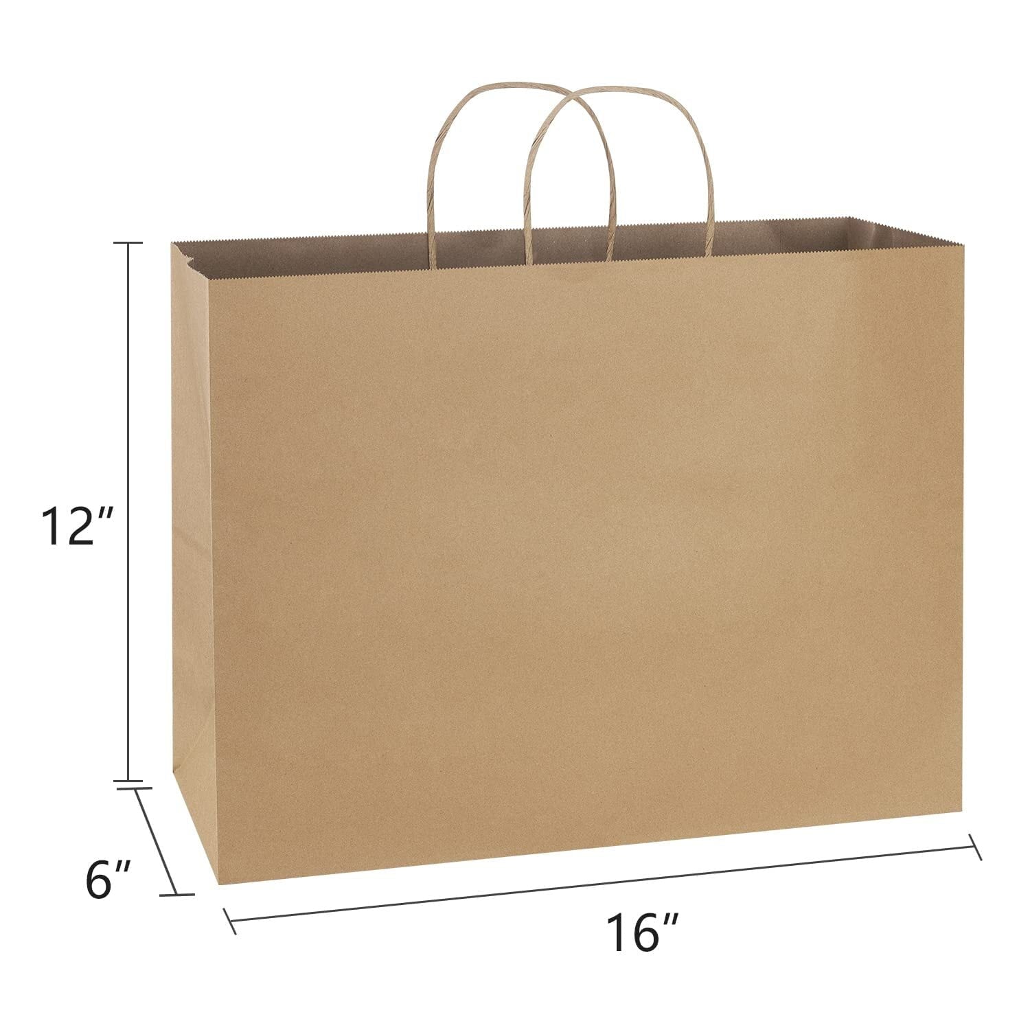 BagDream Brown Kraft Paper Bags with Handles Large Shopping Bag for Gift, Grocery, Merchandise, Party Favor, Retail Stores, 16x6x12", 50 Pack