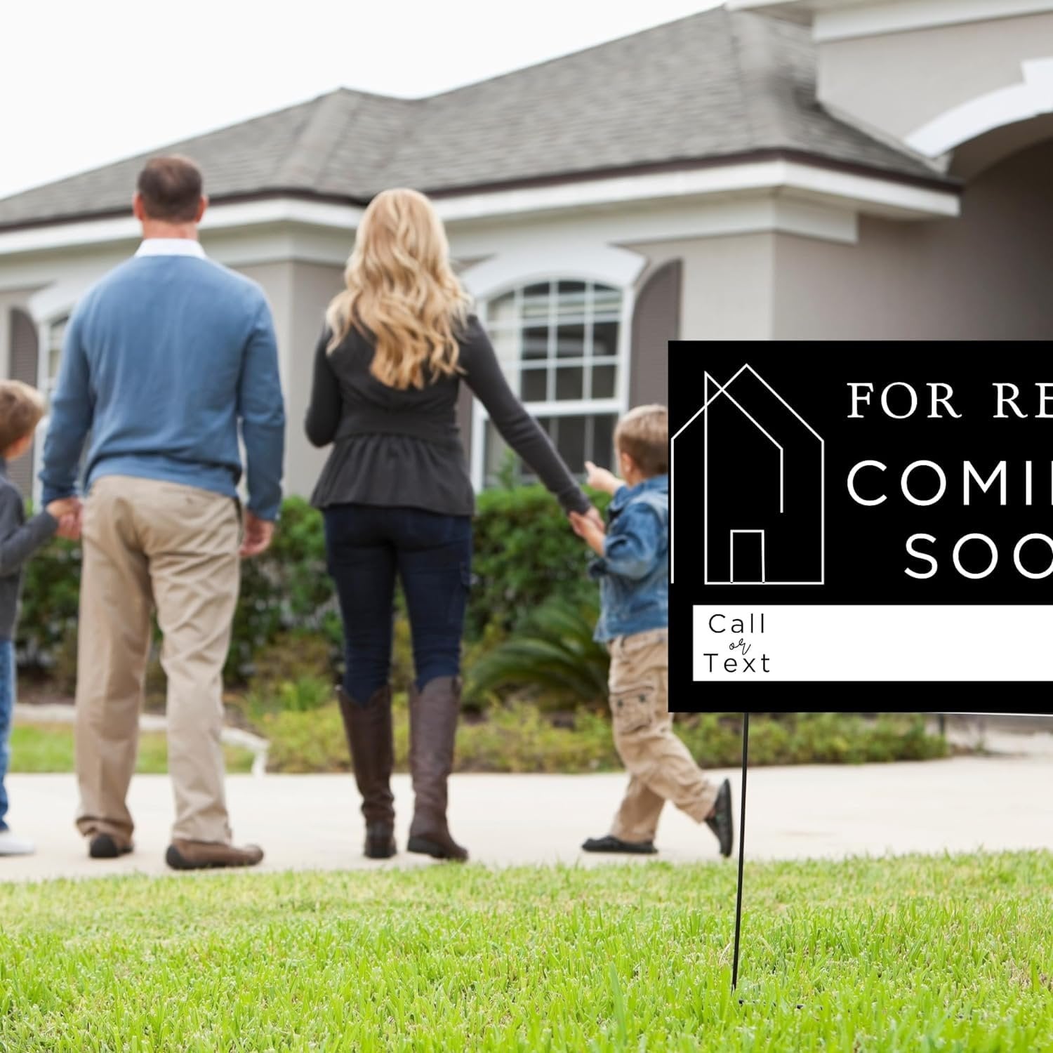 Coming Soon For Rent Real Estate Sign for Home  12 x 18 Yard Sign with H Frame Stake Home for Sale Double Sided Open House Realtor For Rent by Owner Classy White Minimalist Modern