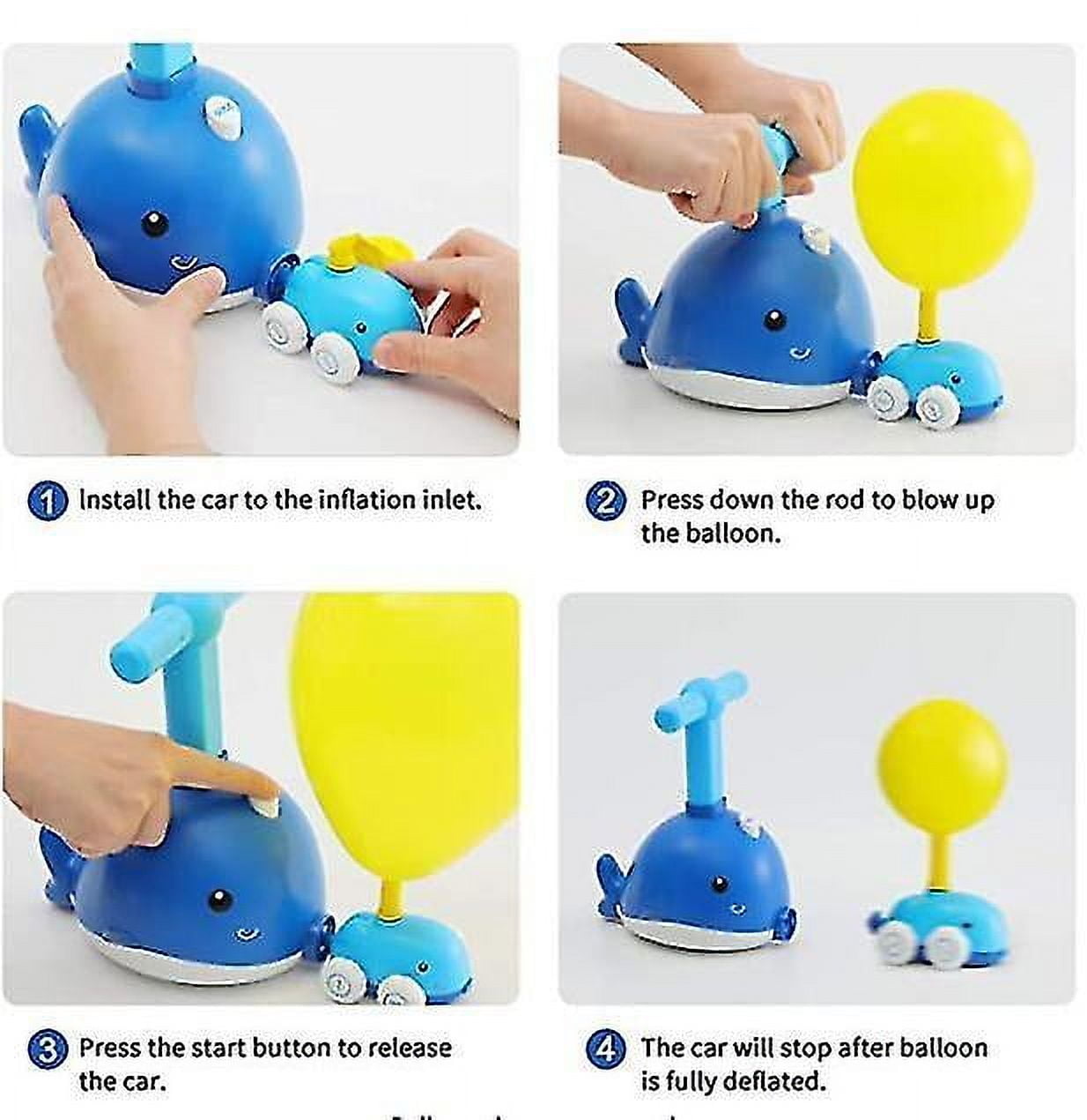 Dolphin Balloon Powered Car Balloon Racing Science Toy Kit With Manual Balloon Air Pump, Suitable Fo