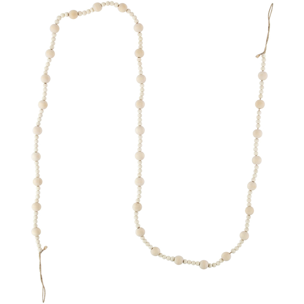 Northlight 6' Cream Wooden Beads Christmas Garland, Unlit