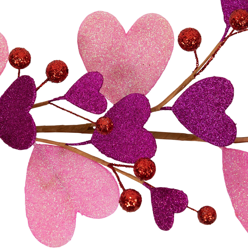 6' Glittered Hearts and Berries Garland