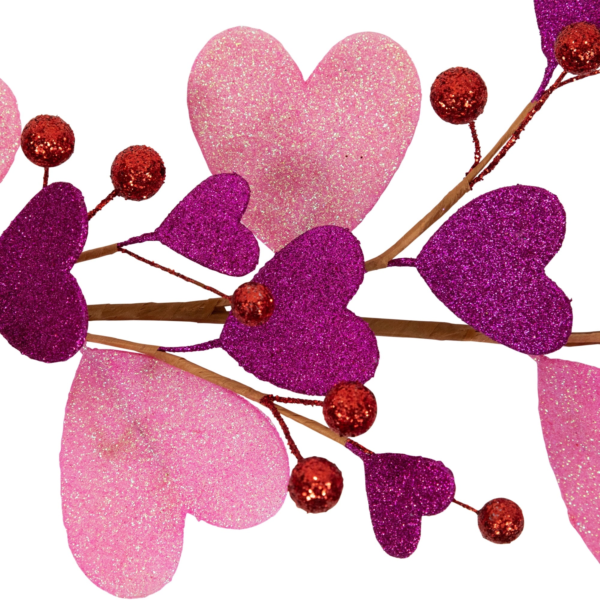 6' Glittered Hearts and Berries Garland