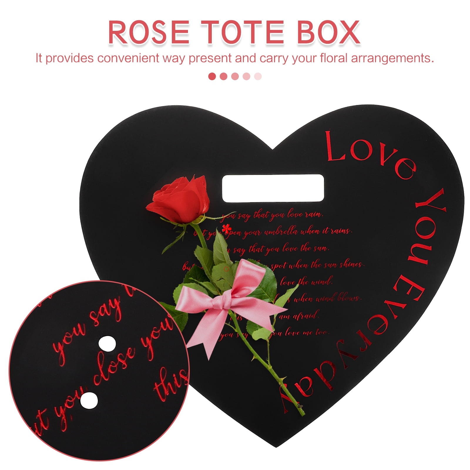 Masteelf 20pcs Valentine's Day Flower Box Heart Shaped Flower Tote Single Rose Bouquet Portable Floral Box Handheld Wrapping Box