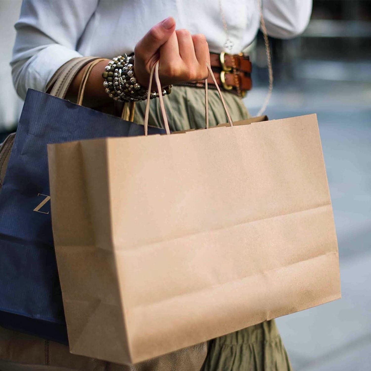 BagDream Brown Kraft Paper Bags with Handles Large Shopping Bag for Gift, Grocery, Merchandise, Party Favor, Retail Stores, 16x6x12", 50 Pack