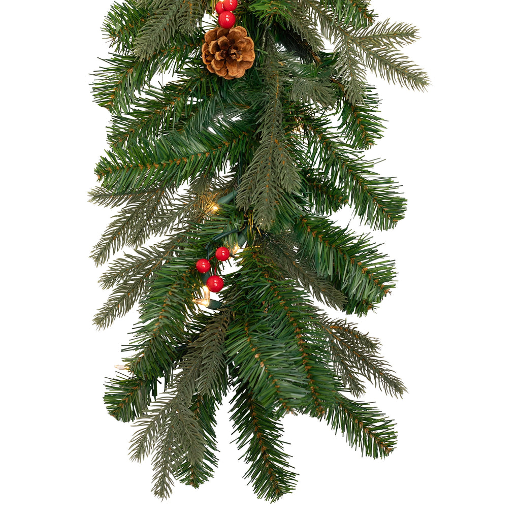 Pre-Lit Mixed Noble Spruce Garland - 9' x 14" - Clear Lights