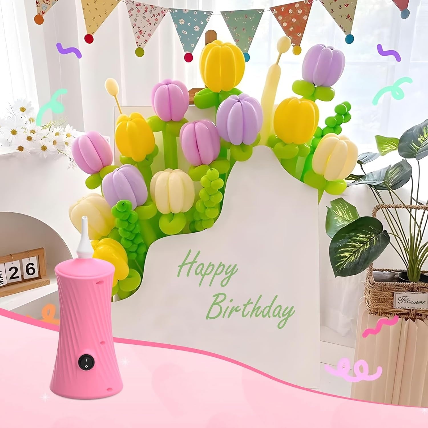 206 Balloon Pump Electric Air Pump for Long Balloon Inflator Blower for Foil Twisty Animal Balloons for Birthday Party Celebration Balloons Decorations
