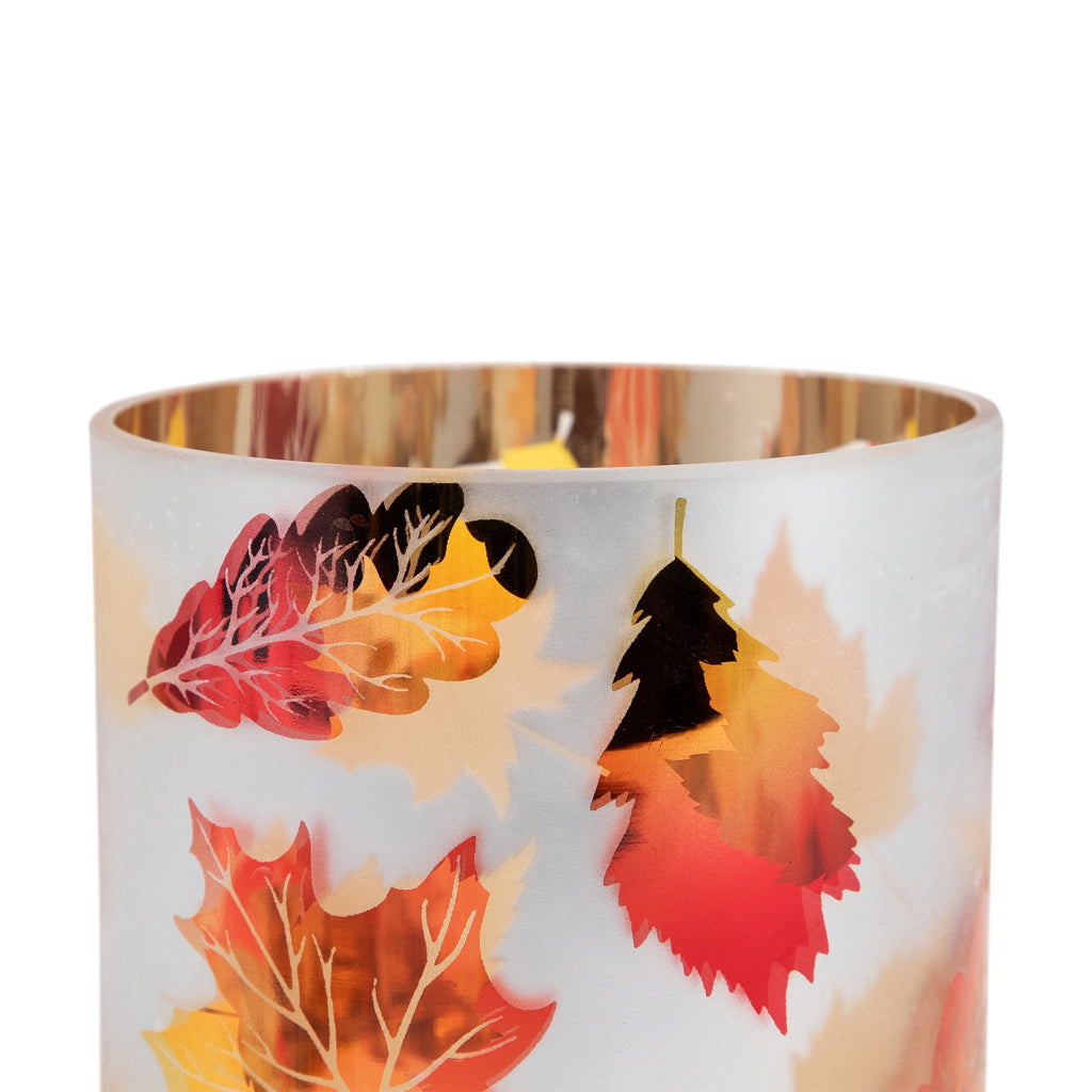 Northlight Autumn Leaves Glass Votive Candle Holder - 6"