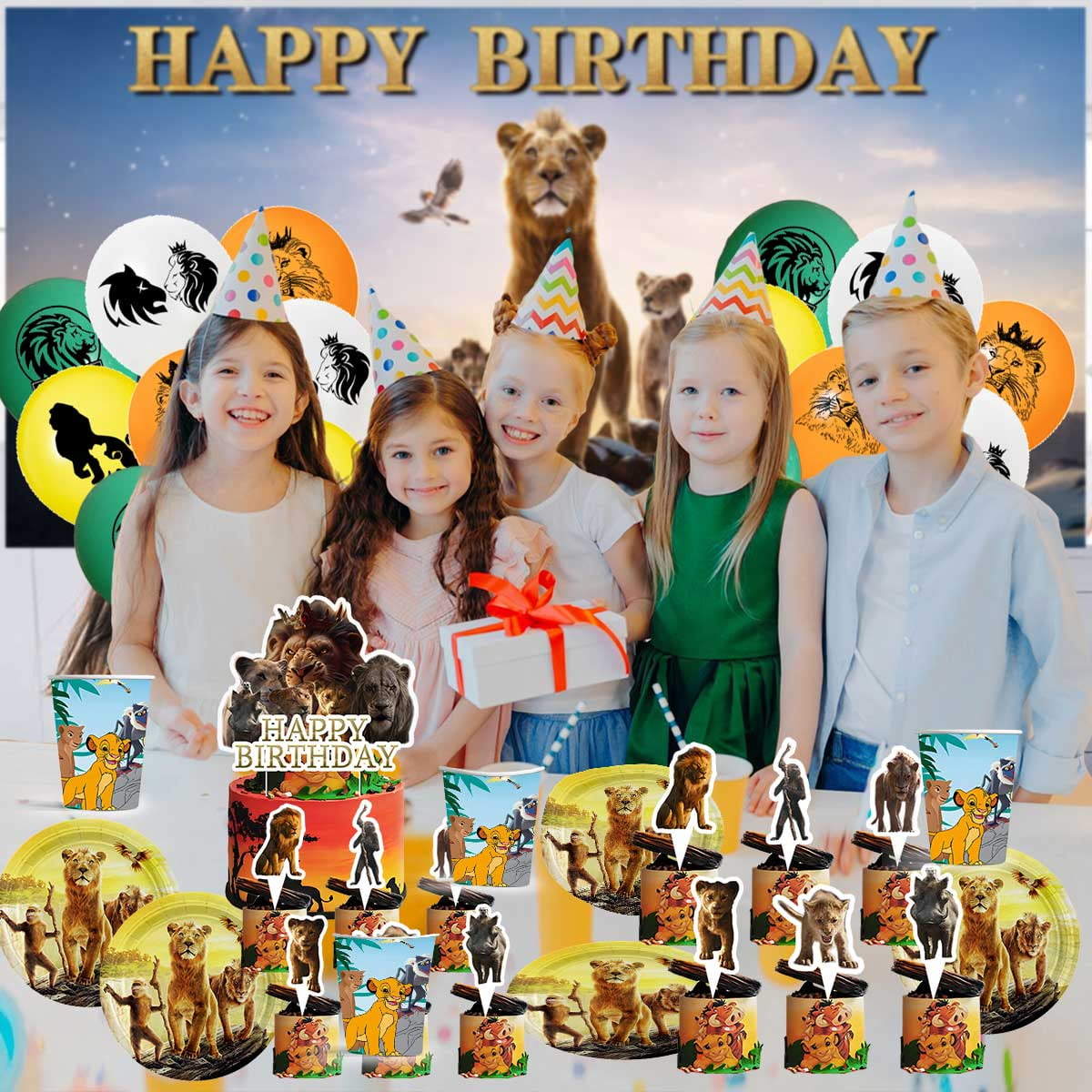 Mufasa Birthday Party Supplies Balloons Paper Plates Decoration Cake Topper Decor Tableware Banner Backdrop