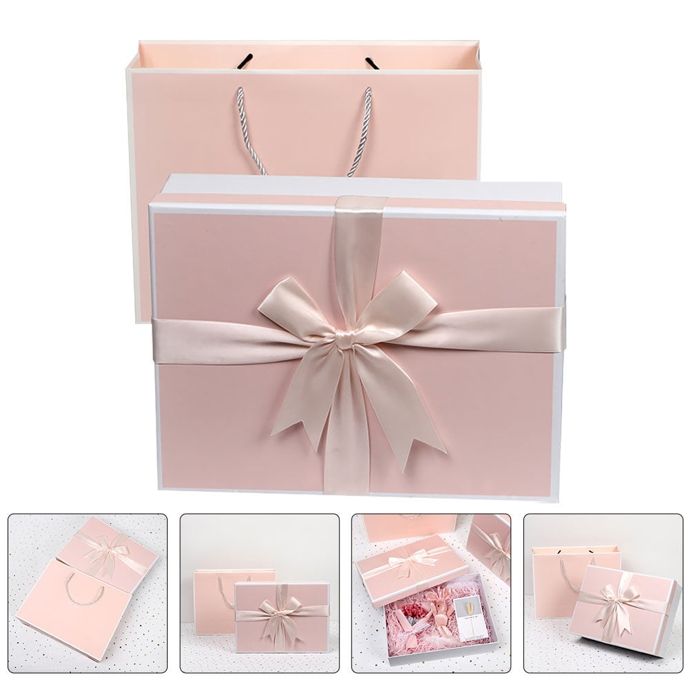 Masteelf 2 pcs Delicate Bow Ribbon Wrapping Box Christmas Gift Wrapper Christmas Gift Box