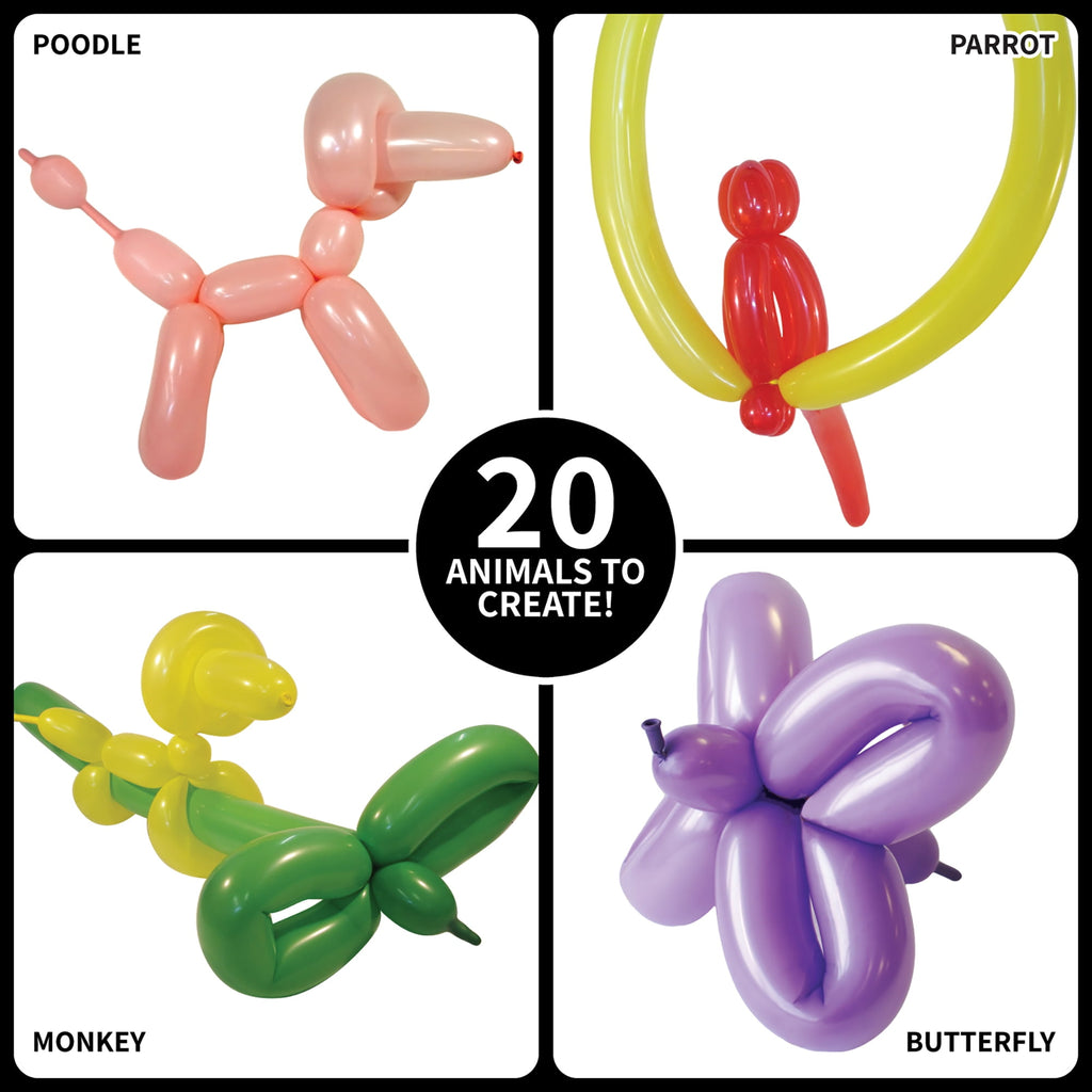 Fun With: Balloon Animals - Learn To Make Balloon Animals, Activity Kit, 30 Modelling Balloons To Create 20 Different Animals, Party Set, Kids Ages 8+