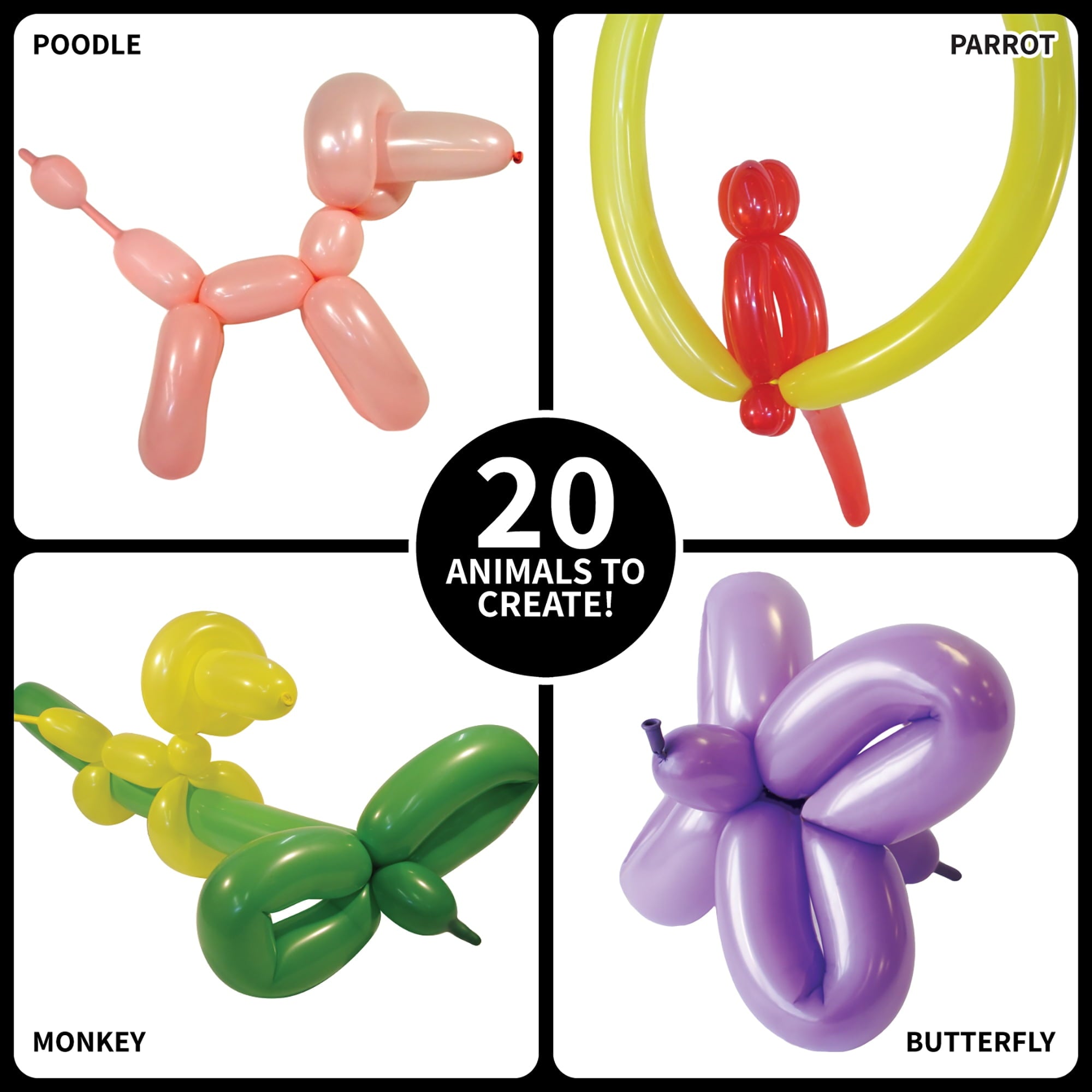 Fun With: Balloon Animals - Learn To Make Balloon Animals, Activity Kit, 30 Modelling Balloons To Create 20 Different Animals, Party Set, Kids Ages 8+