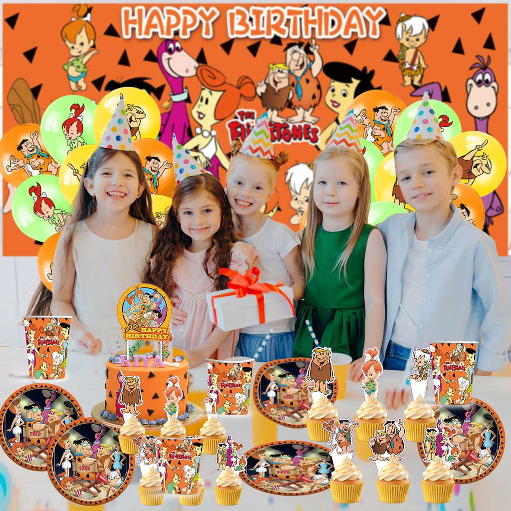 Flintstones Birthday Party Supplies Balloons Plates Decoration Cake Topper Decor Tableware Banner Backdrop