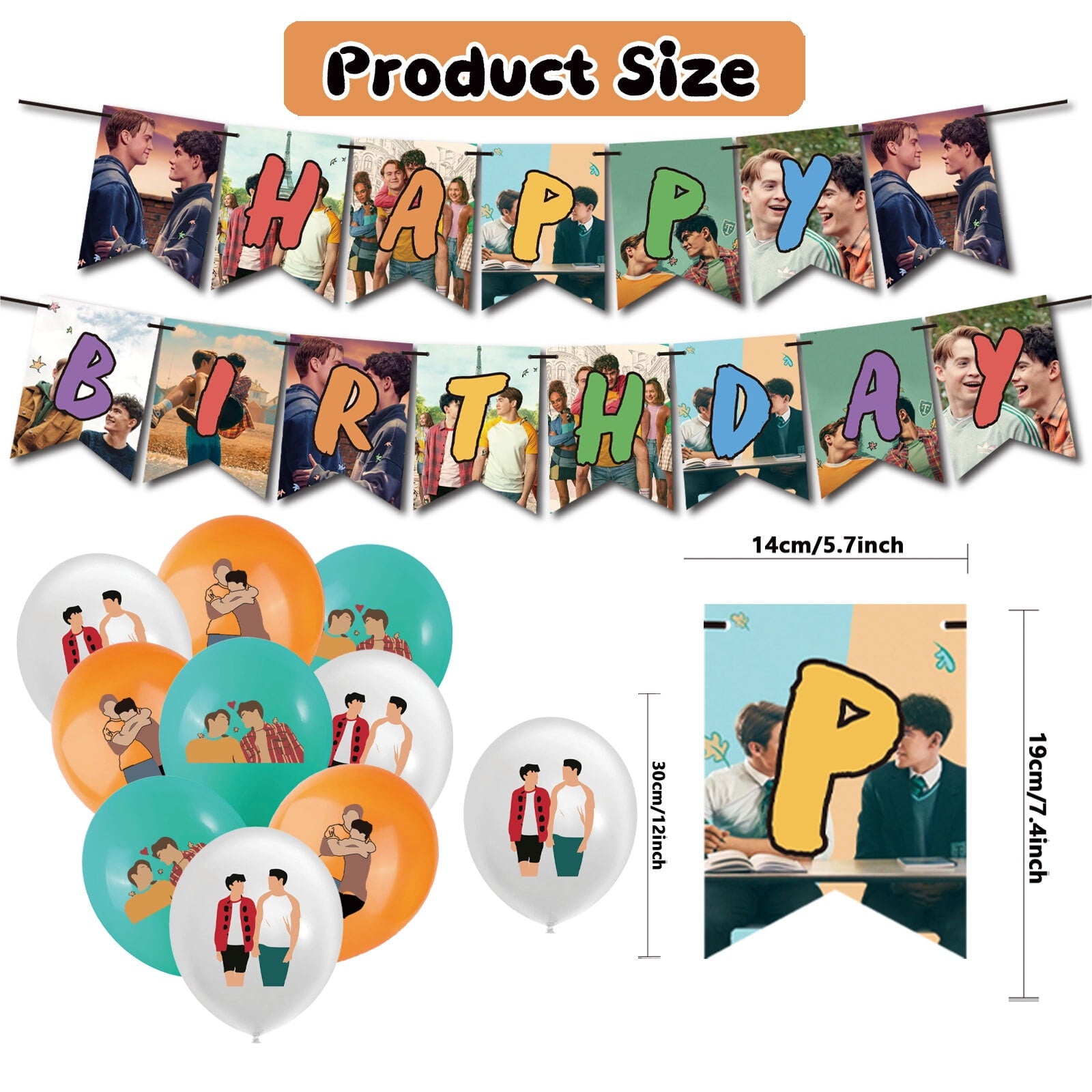 32 Pcs For Heartstopper Theme Birthday Party Decorations,With 1 Happy Birthday Banner Garland,13 Cupcake Toppers,18 Balloons for Party Decorations