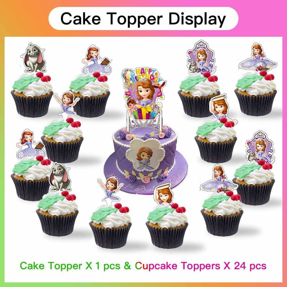 Sofia Princess Party Supplies Plates Decorations Birthday Cake Topper Banner Decor Backdrop Balloons