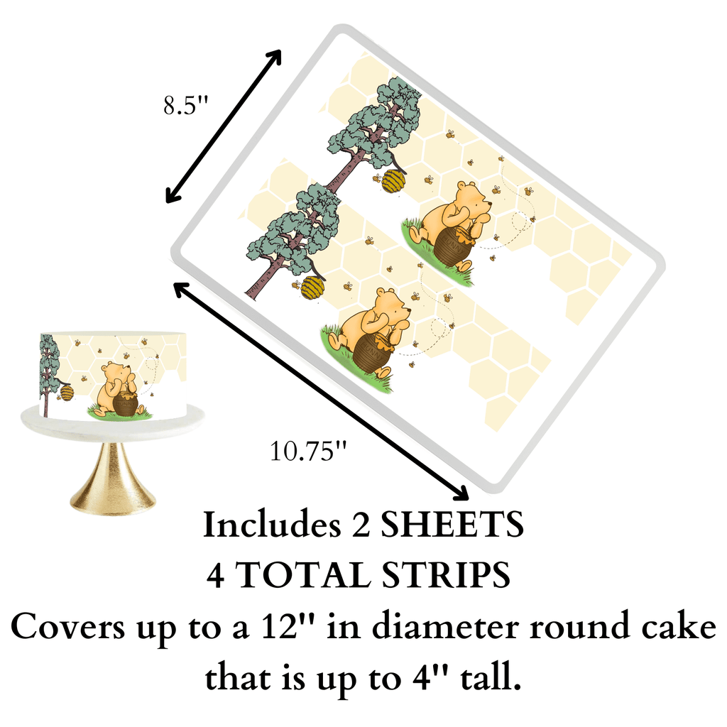 Pooh Bear Cake Pooh Bear Baby Shower Cake Topper Edible Image Cake Warp