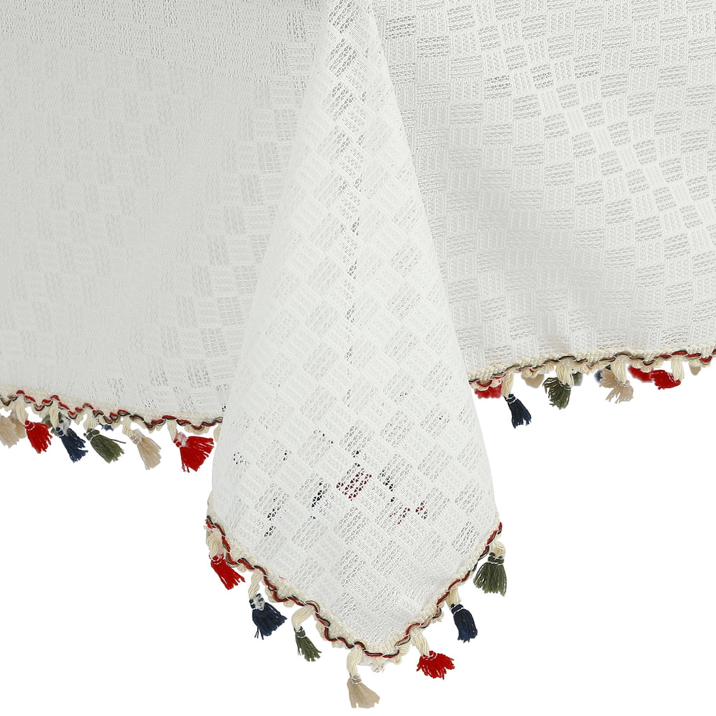 REGALWOVEN Uxcell Rectangle Tablecloth, Table Cloth with Tassels Wrinkle Free Table Cover, for Kitchen, Dinner, Party Colorful 53x79 Inch