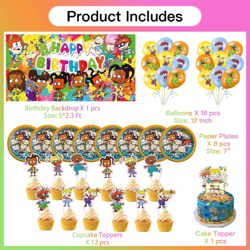 Rugrats Birthday Party Supplies Balloons Plates Decoration Cake Topper Decor Tableware Banner Backdrop