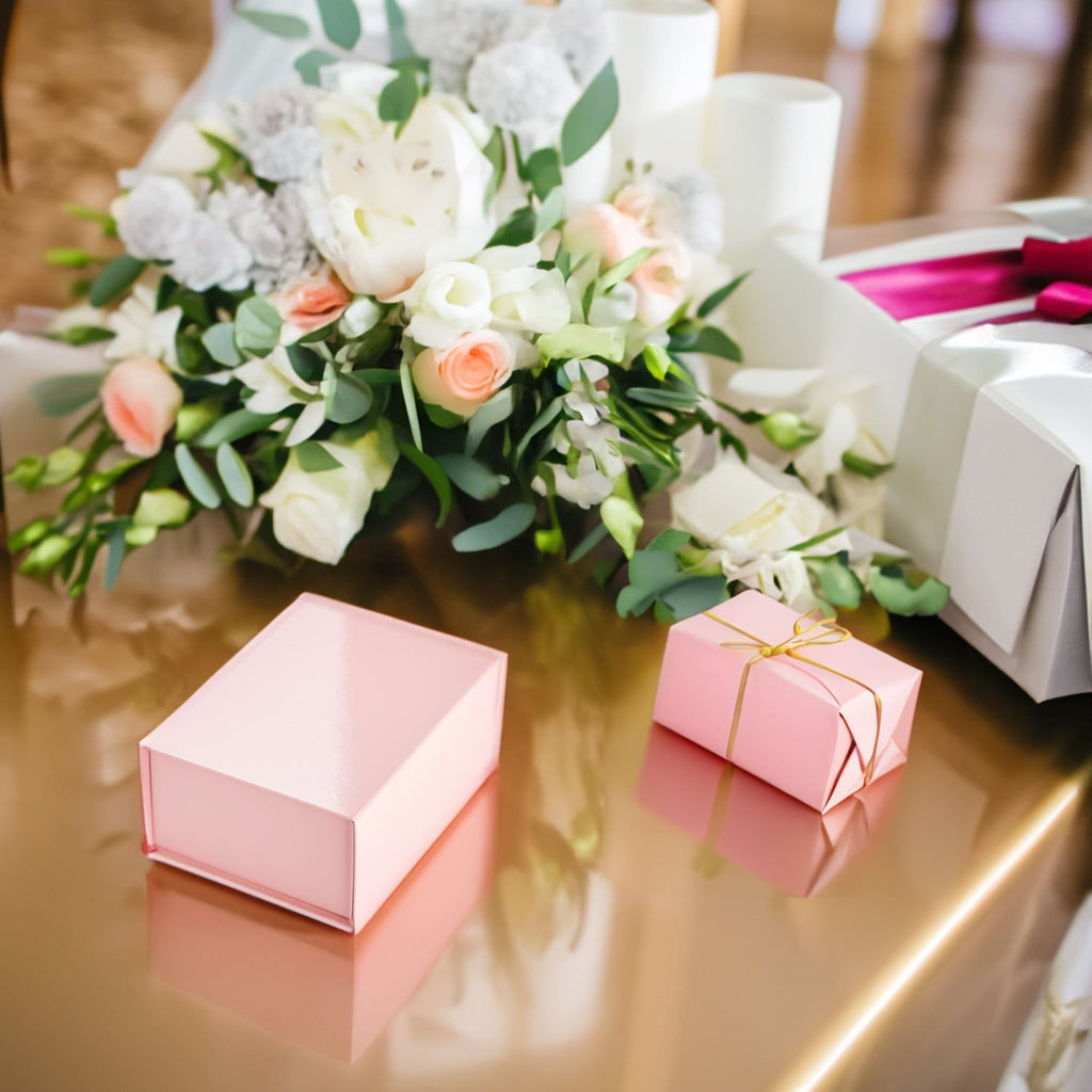6 Pack Magnetic Gift Boxes with Lids, 9.5 x 7 x 4 Inches for Birthday, Wedding, Groomsman and Bridesmaid Proposal Box (Pink)