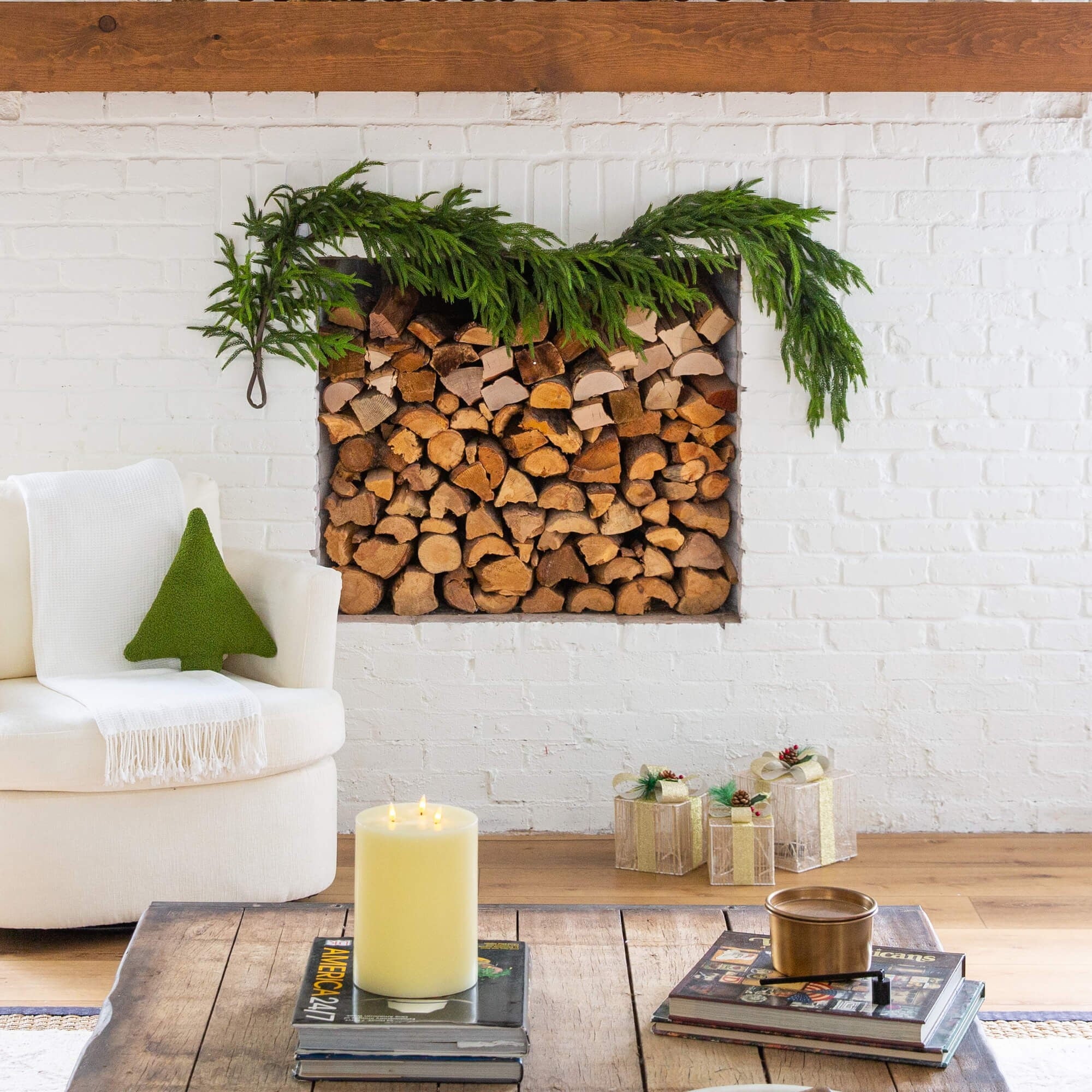 Nearly Natural 6ft. Artificial Real Touch Norfolk Island Pine Garland with Natural Look