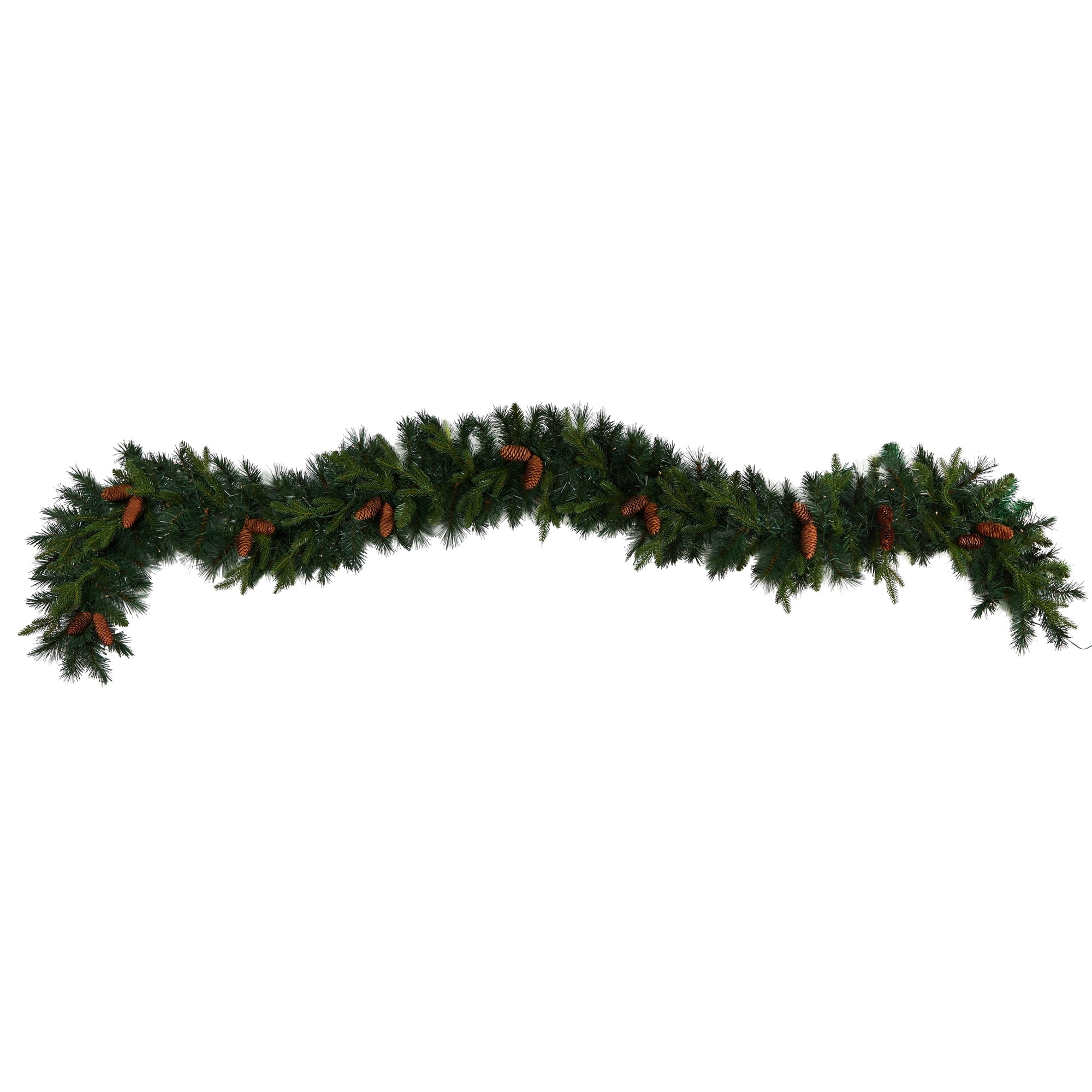 Nearly Natural Mixed Extra Wide Pine White Prelit LED Battery Operated Garland, with 286 Bendable Branches 108" (Green)